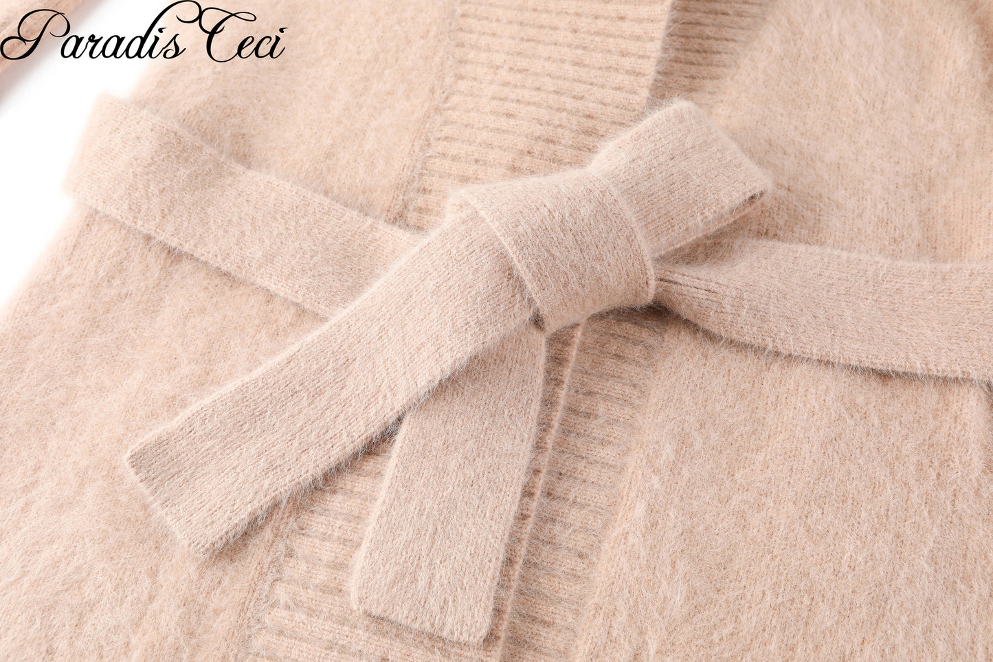 'Ivy' wrap midi cardigan - peach fuzz