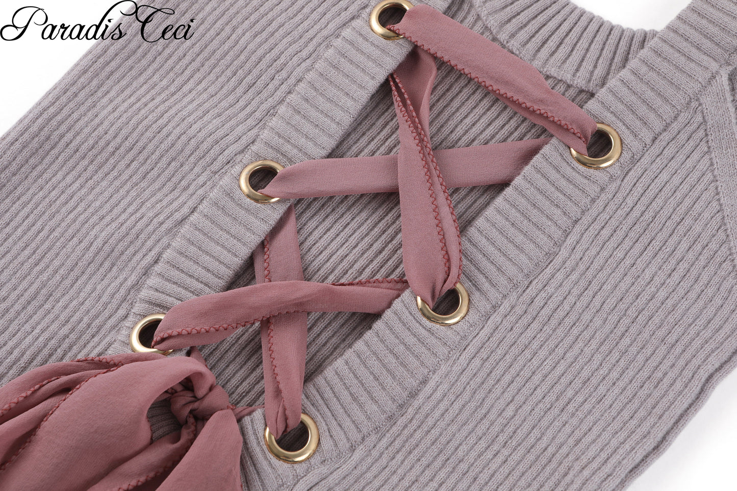 'Tulip' lace-up knit top