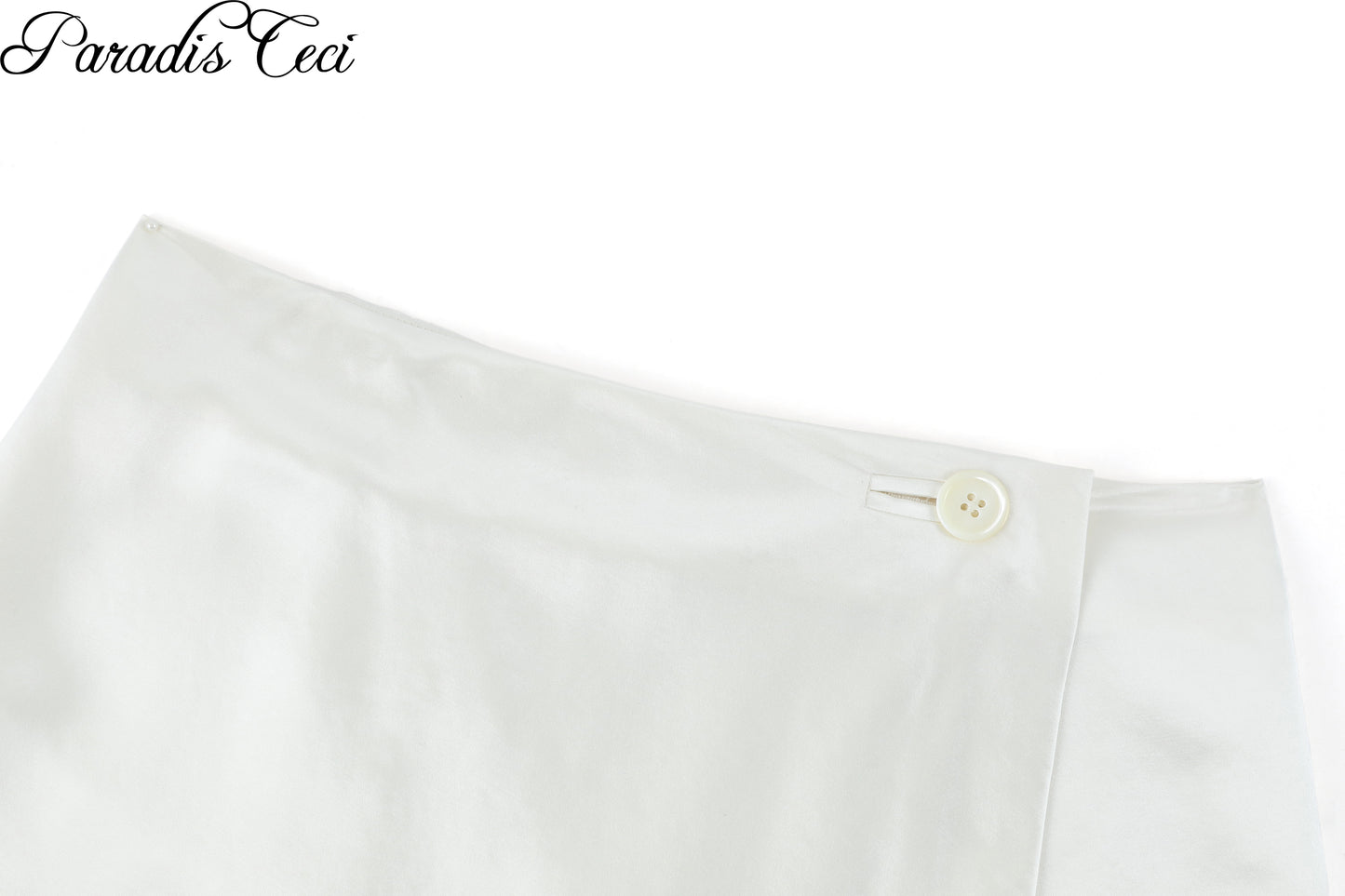 'Jane' silk wool satin mini skirt with inner pants - ivory