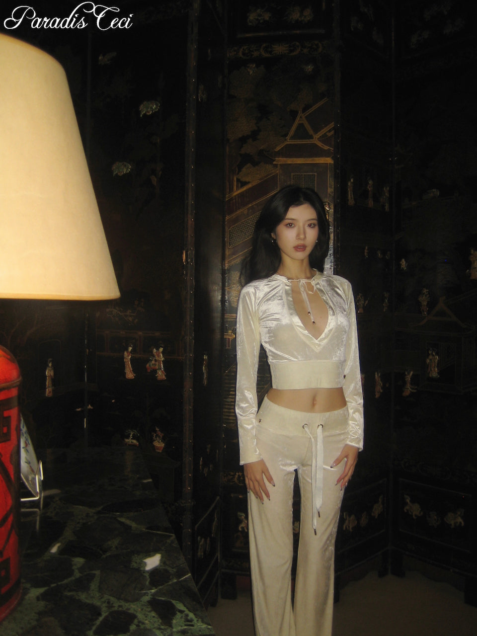 'Poppy' velvet top - cream