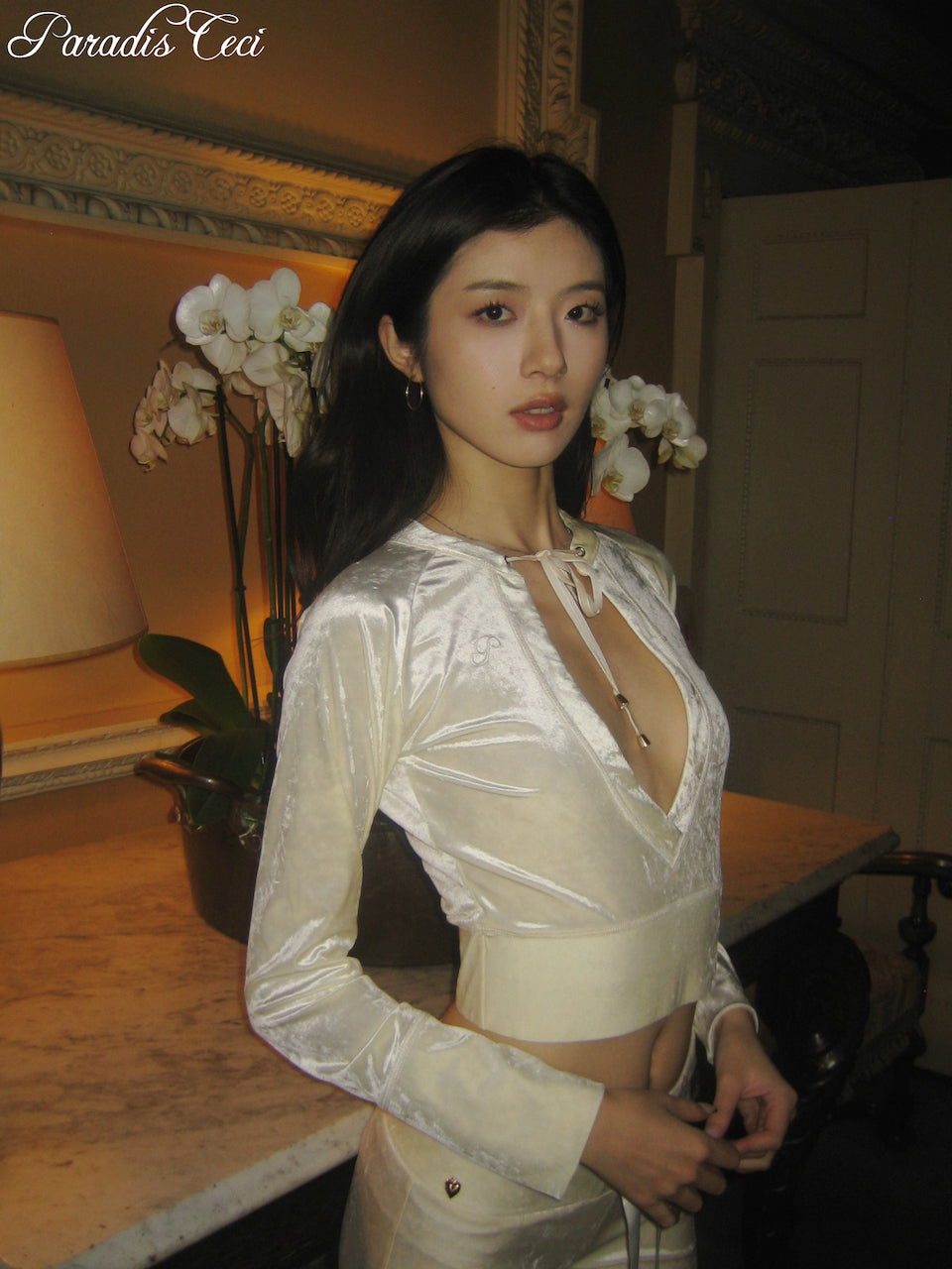 'Poppy' velvet top - cream