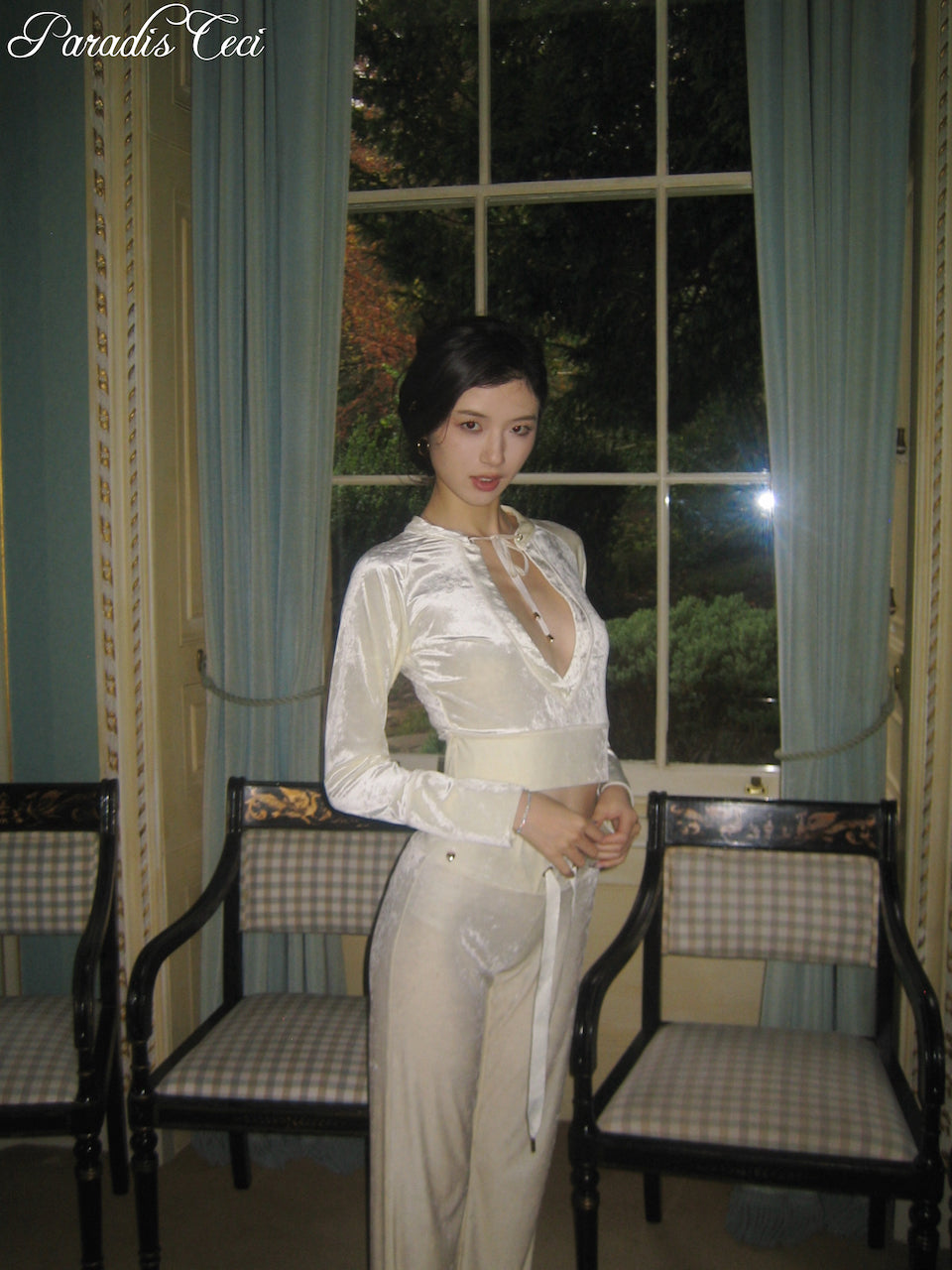 'Poppy' velvet top - cream
