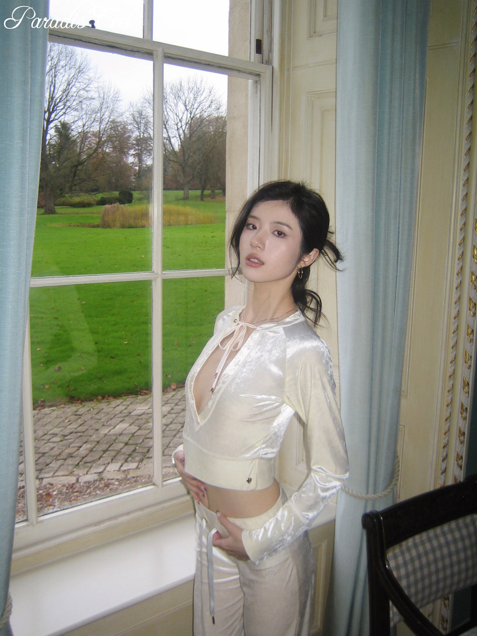 'Poppy' velvet top - cream
