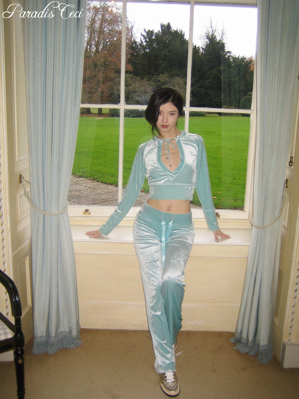 'Poppy' velvet top - mint
