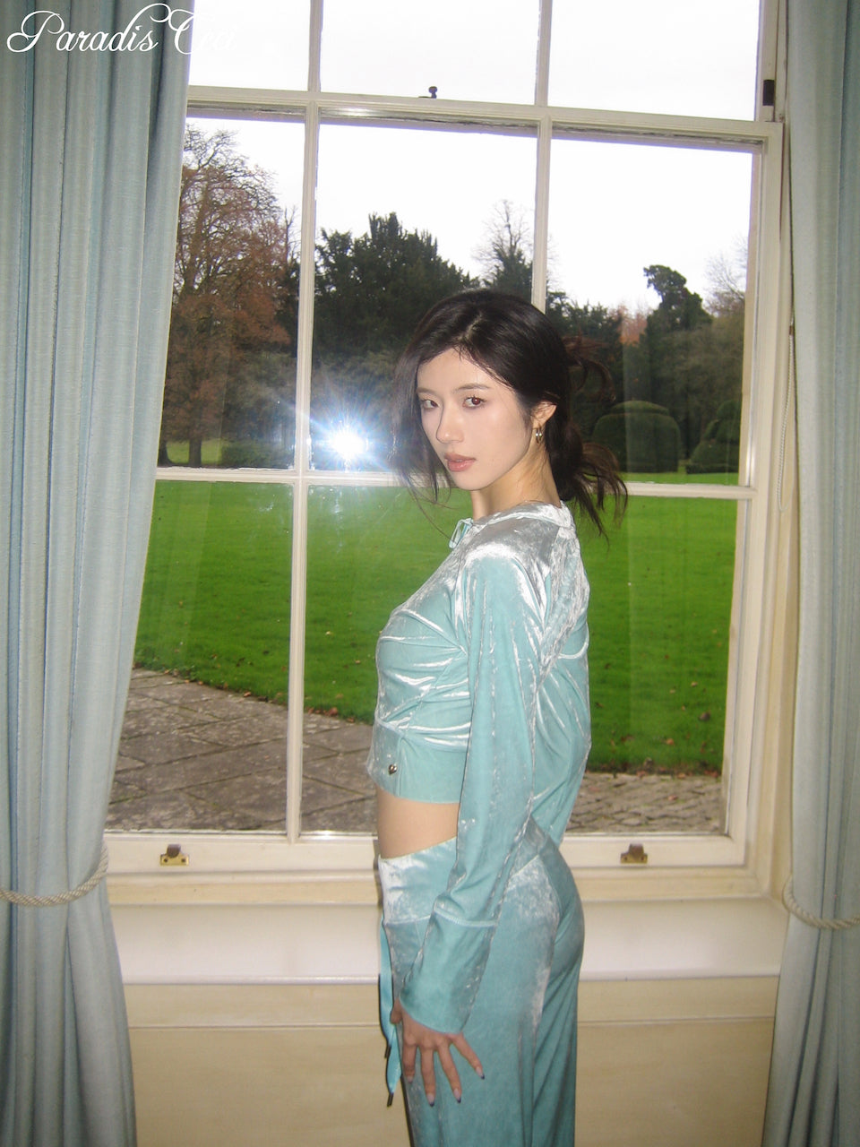 'Poppy' velvet top - mint