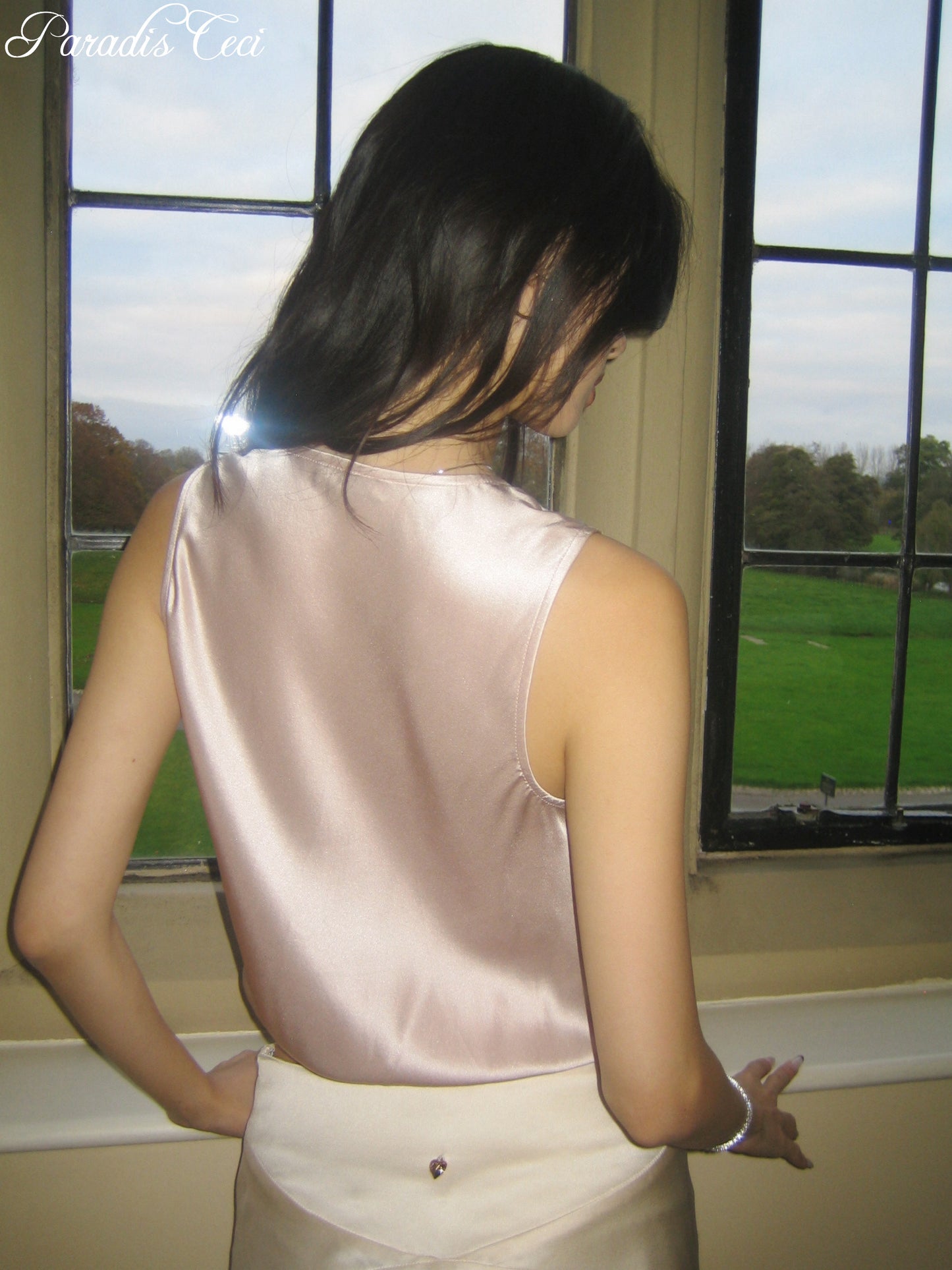 'Grace' silk v-neck surplice top
