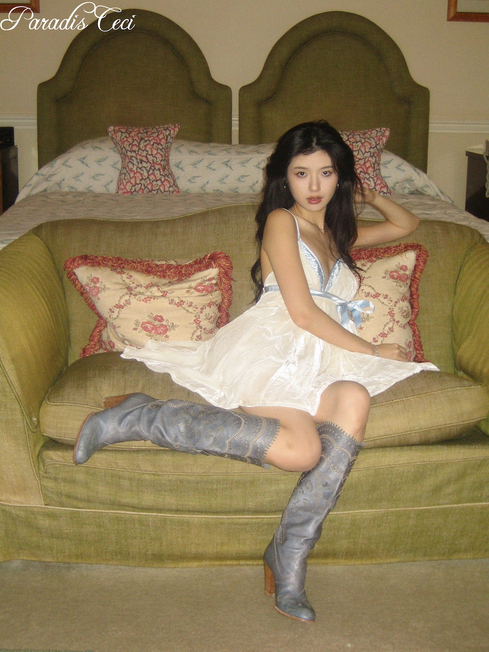 'Iris' silk velvet dress