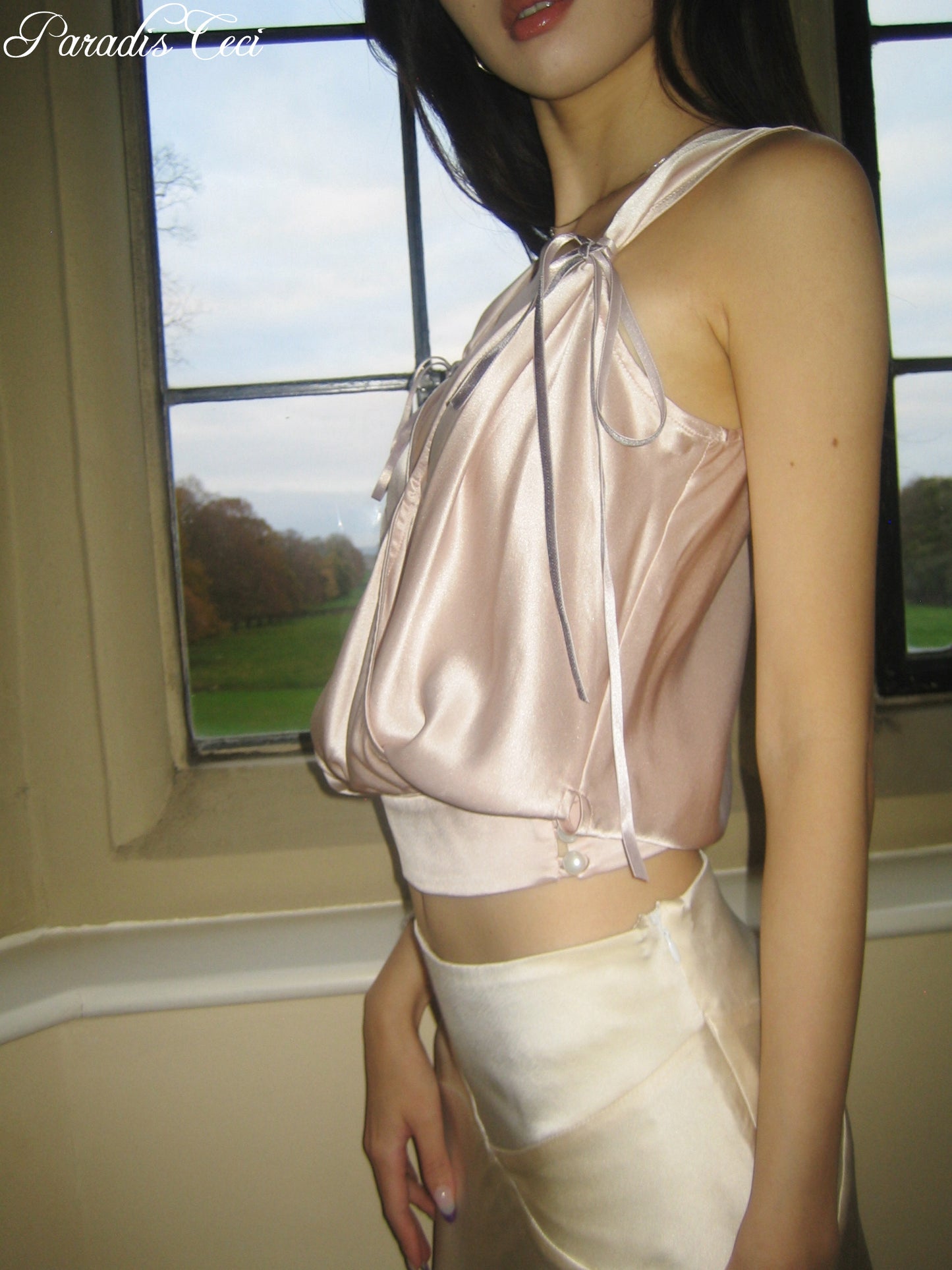 'Grace' silk v-neck surplice top
