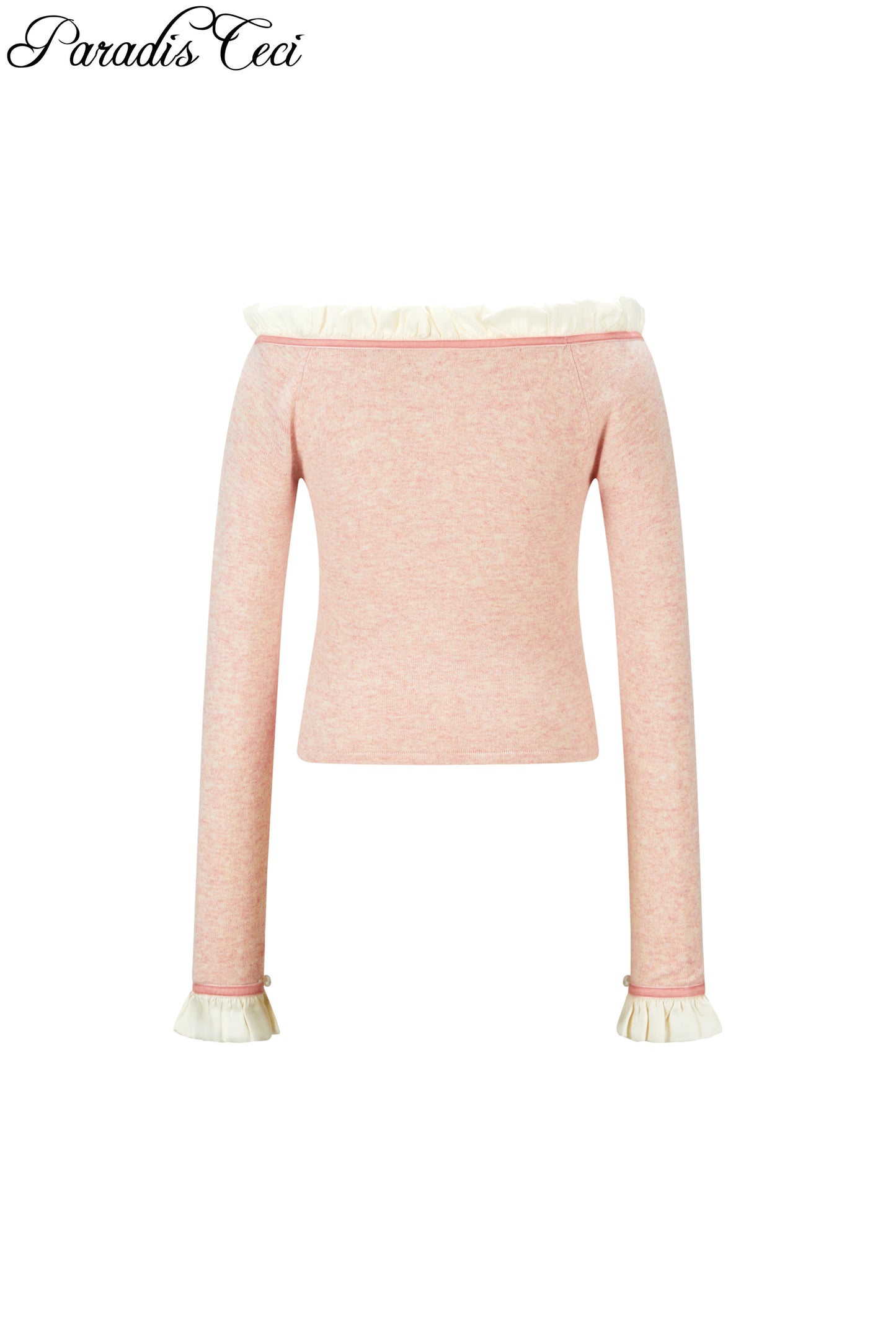 ‘Vallie’ ruffle velvet ribbon top - baby pink