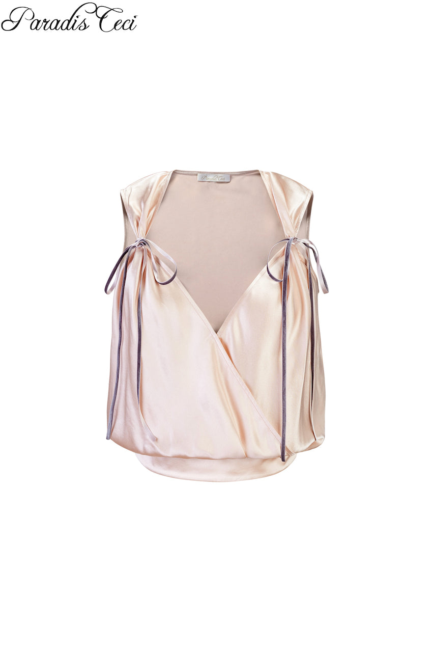 'Grace' silk v-neck surplice top