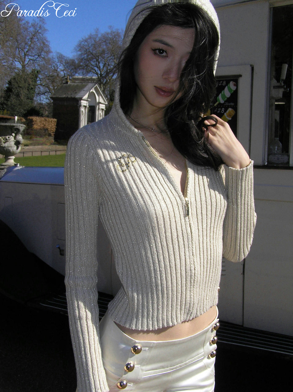 'Starlight' knit zip-up hoodie
