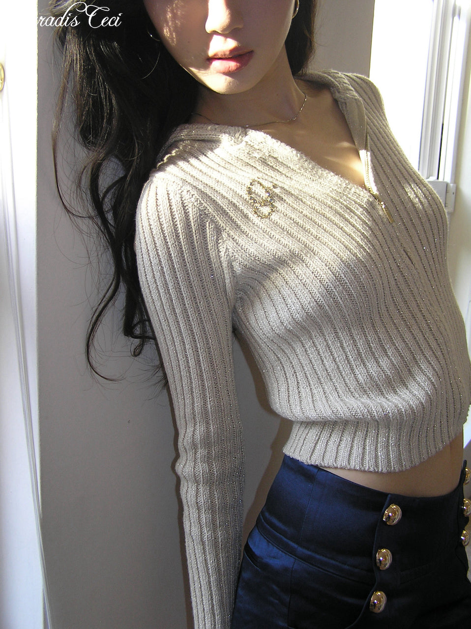 'Starlight' knit zip-up hoodie