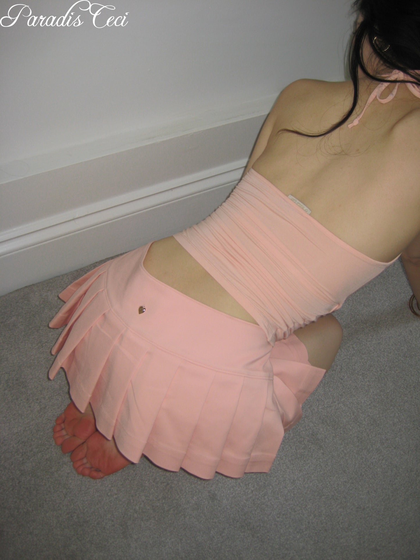 'Momisa' pleated mini skirt with inner pants - pink