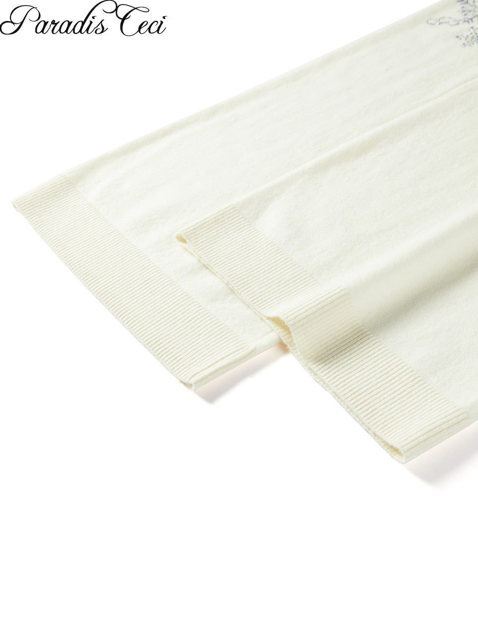 'Crystal' cashmere trousers with rhinestones - classic ivory