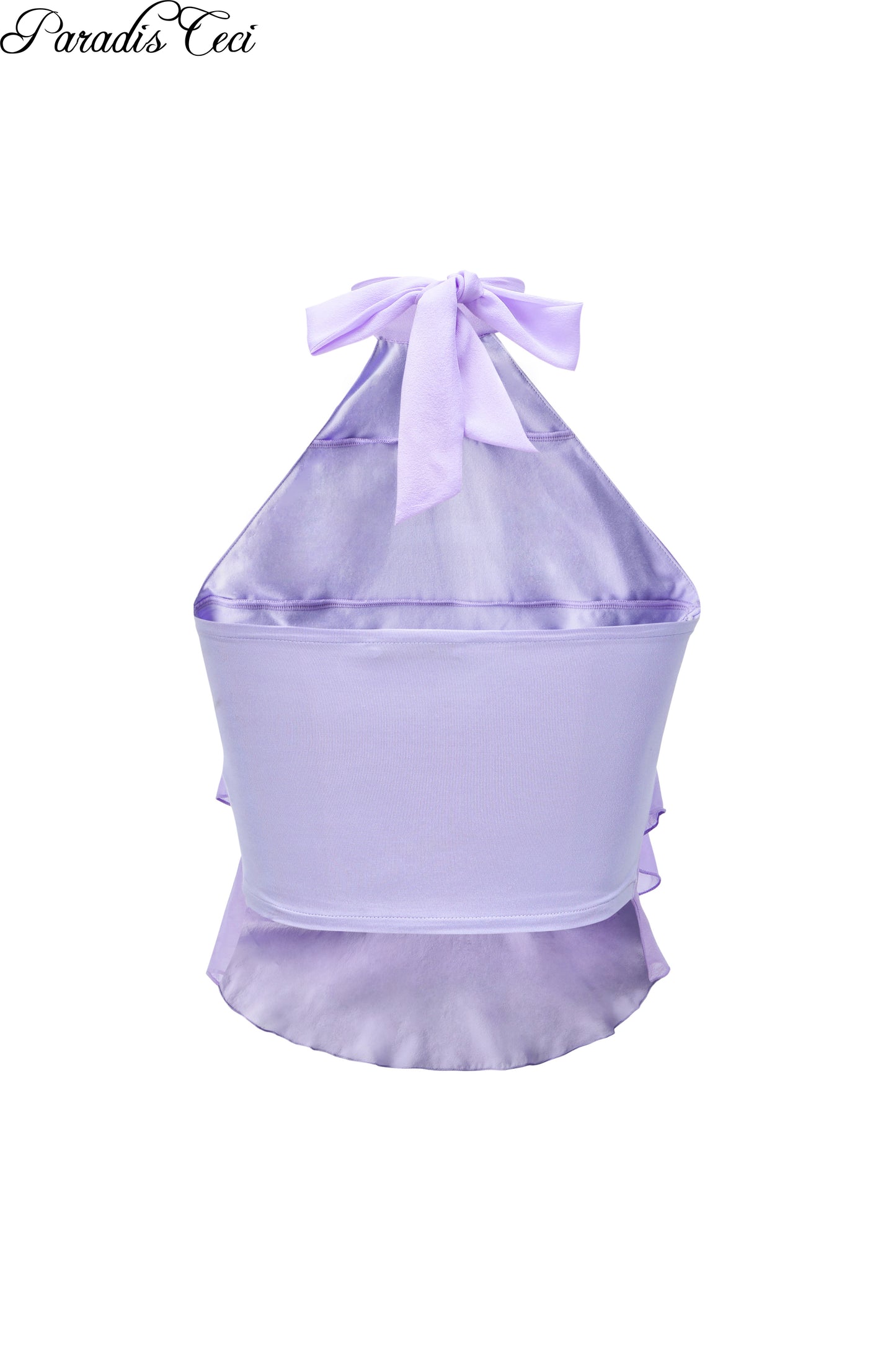 'Lotus' silk ruffles halter top