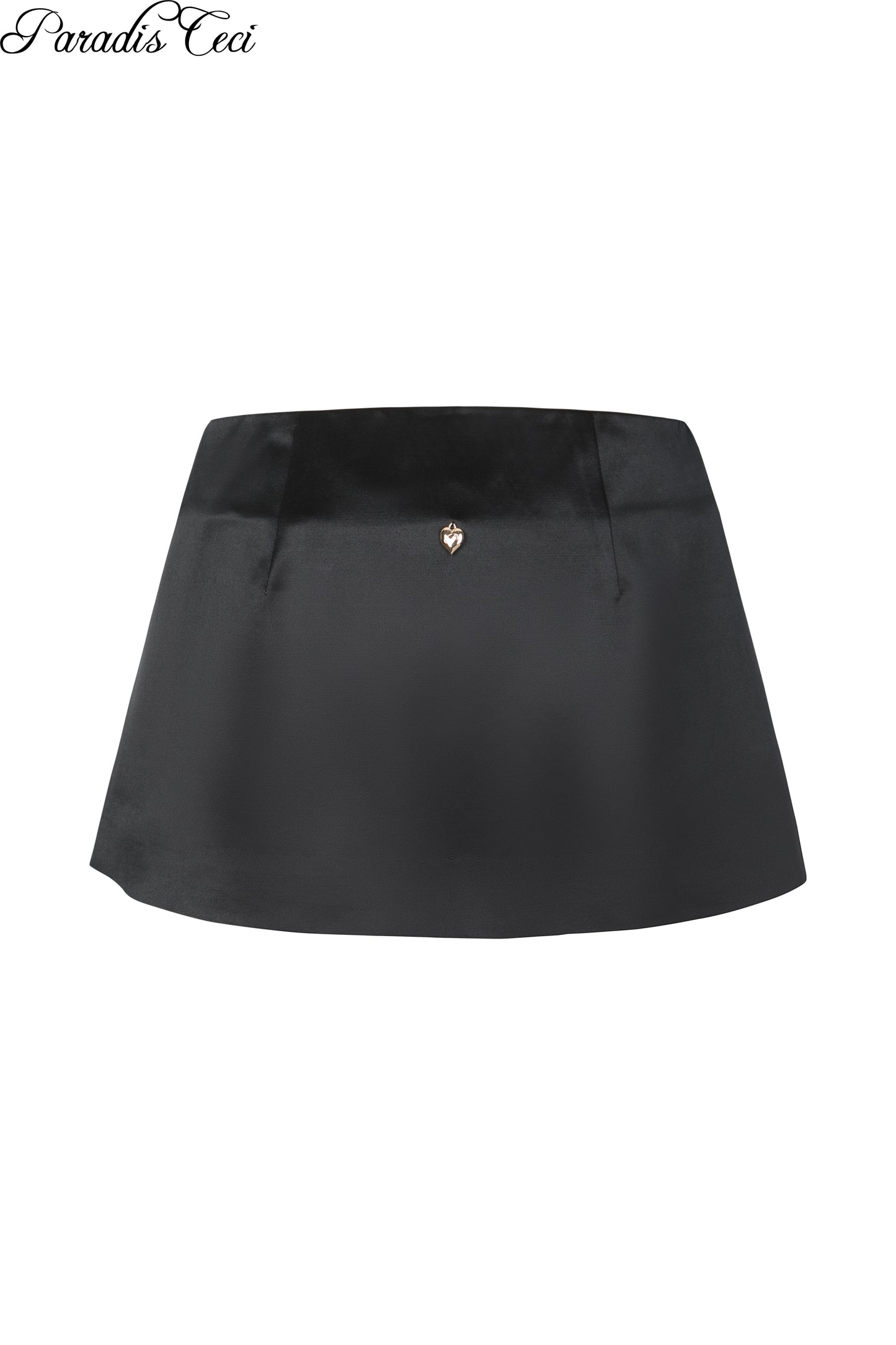 'Jane' silk wool satin mini skirt with inner pants - black