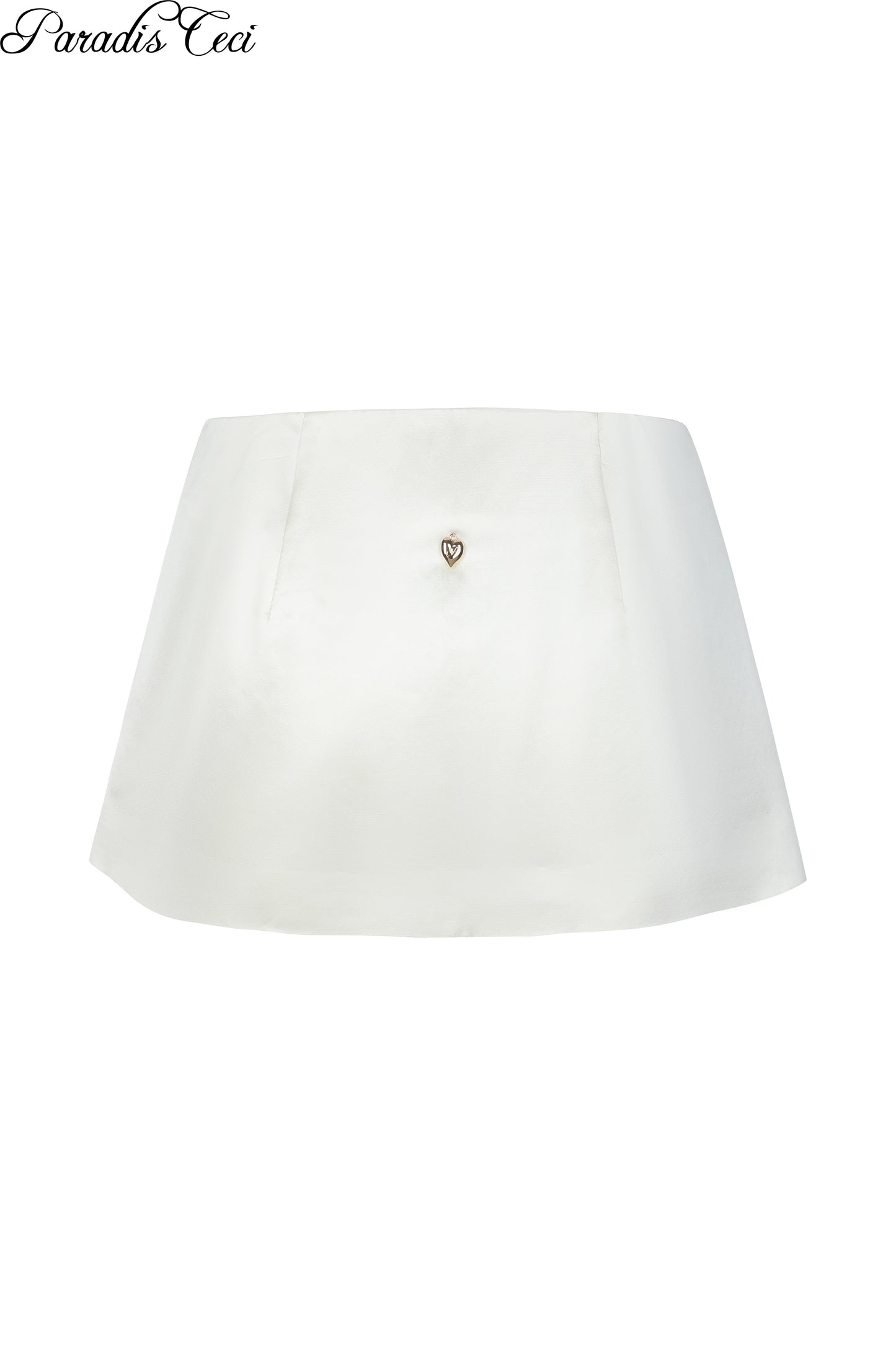 'Jane' silk wool satin mini skirt with inner pants - ivory