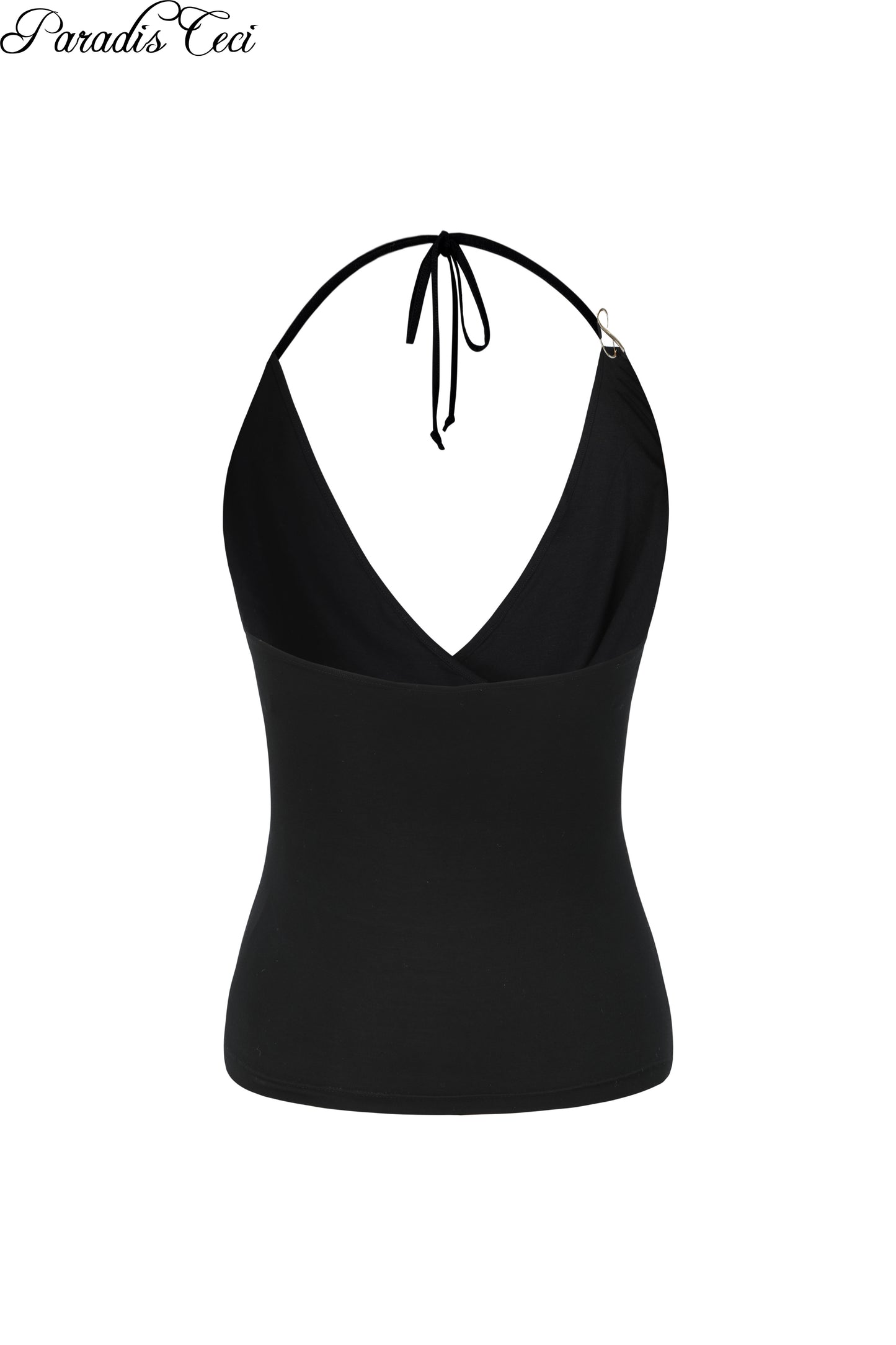 'Natalie' wrap halter top - black