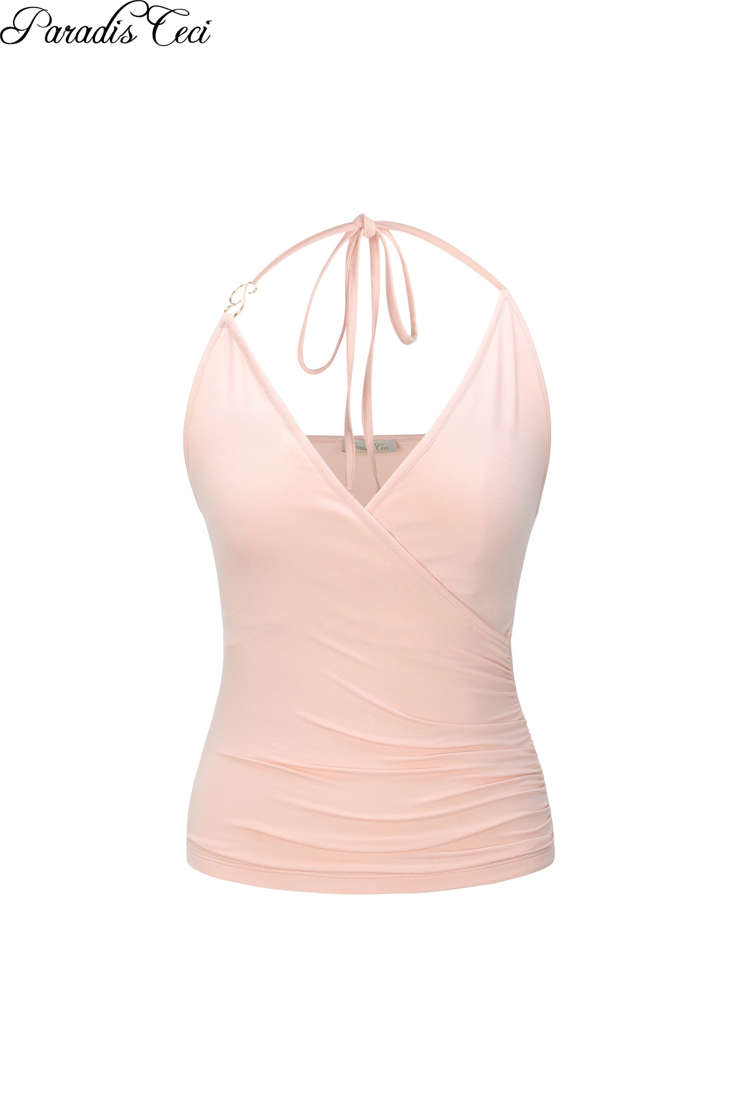 'Natalie' wrap halter top - pink