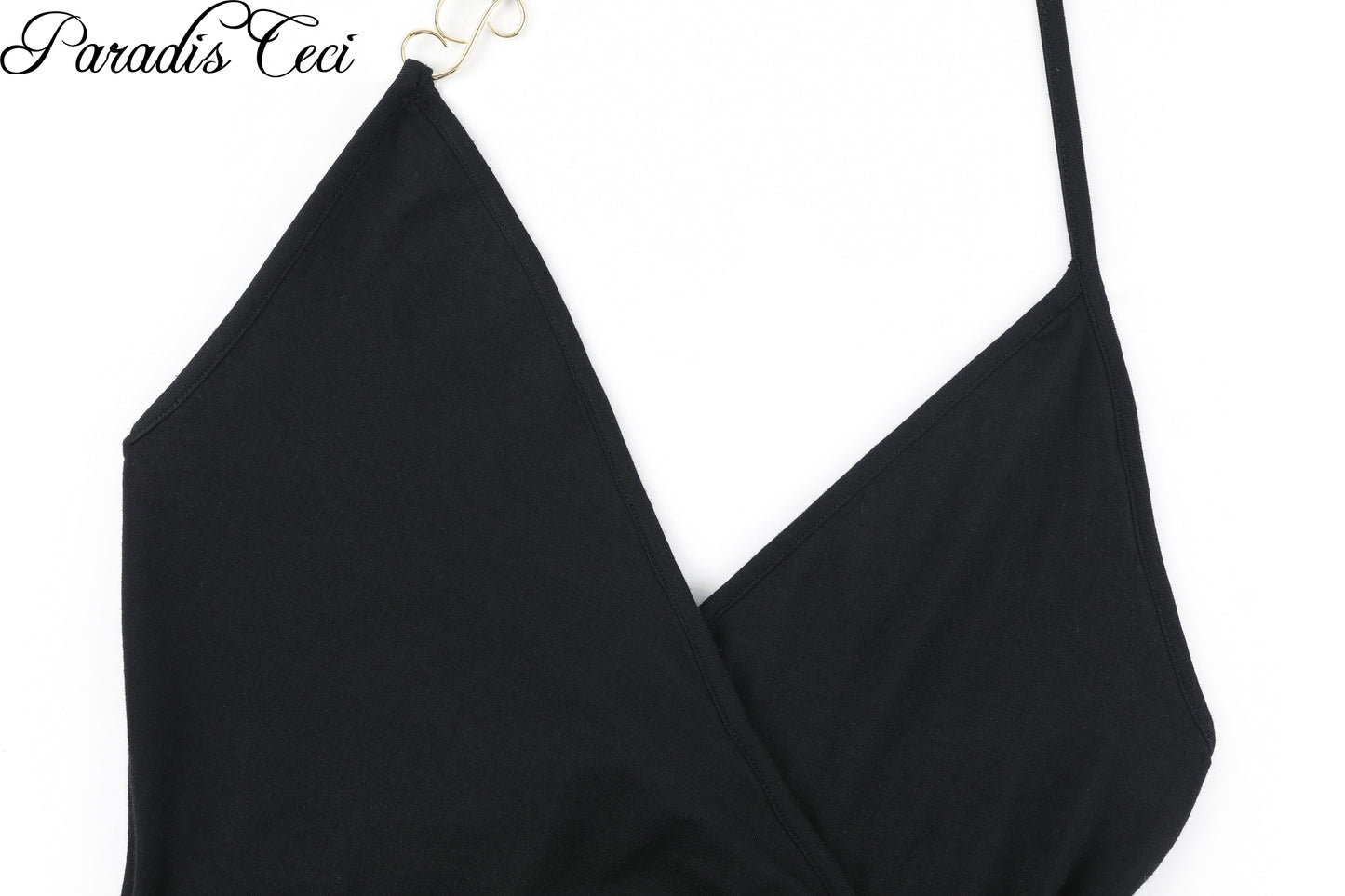 'Natalie' wrap halter top - black