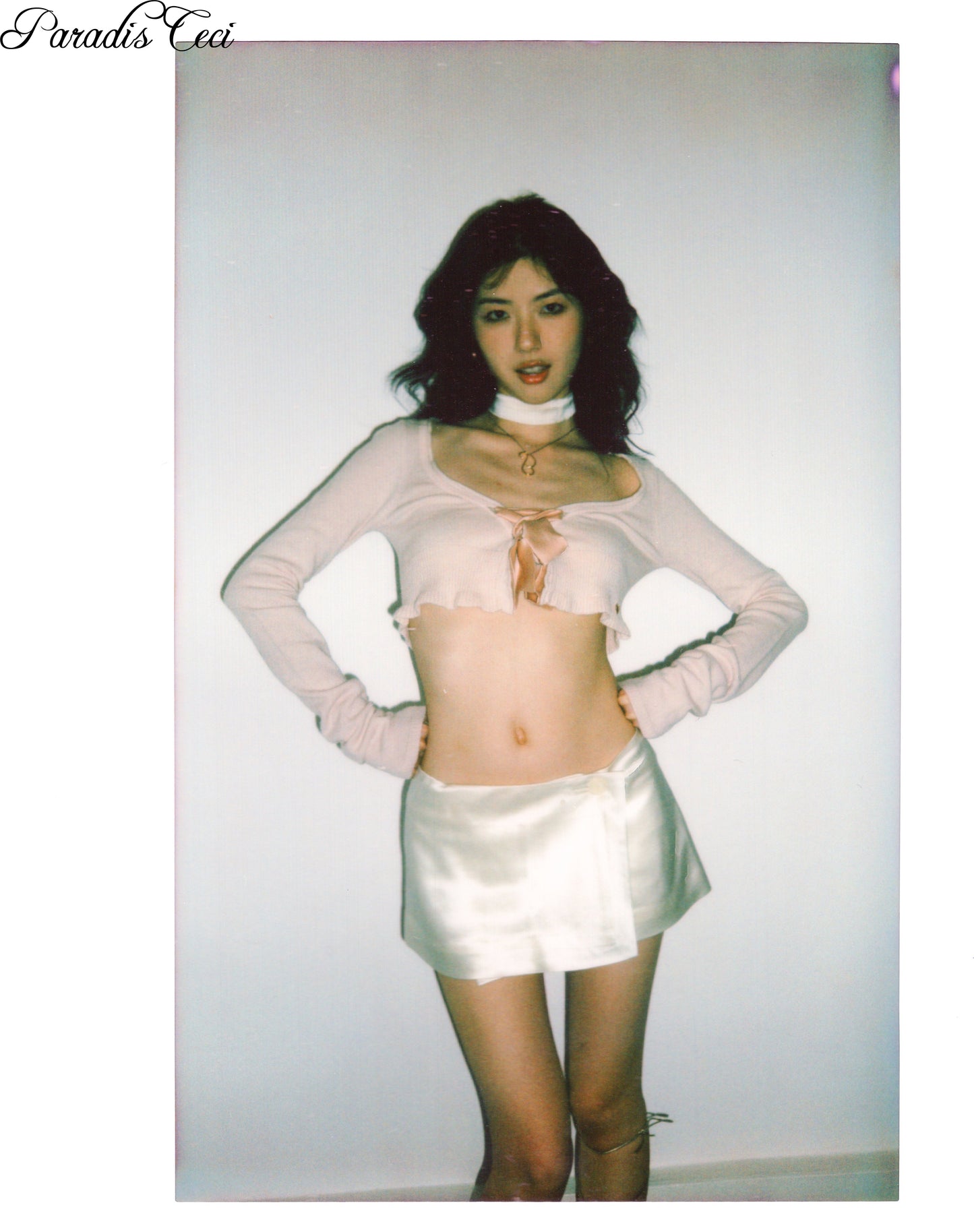 'Jane' silk wool satin mini skirt with inner pants - ivory