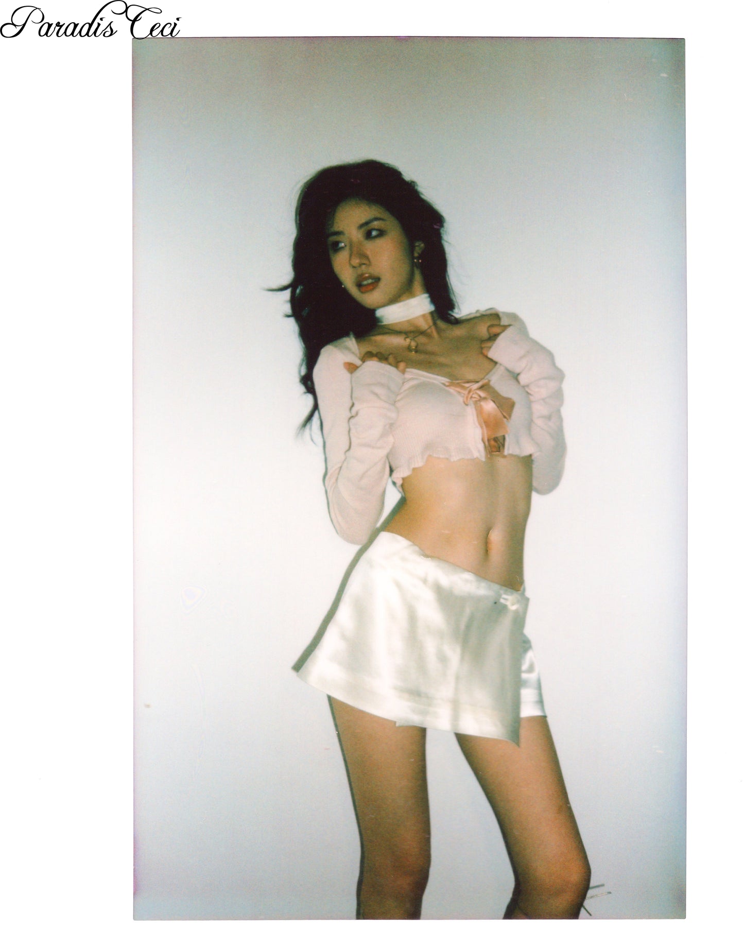 'Jane' silk wool satin mini skirt with inner pants - ivory