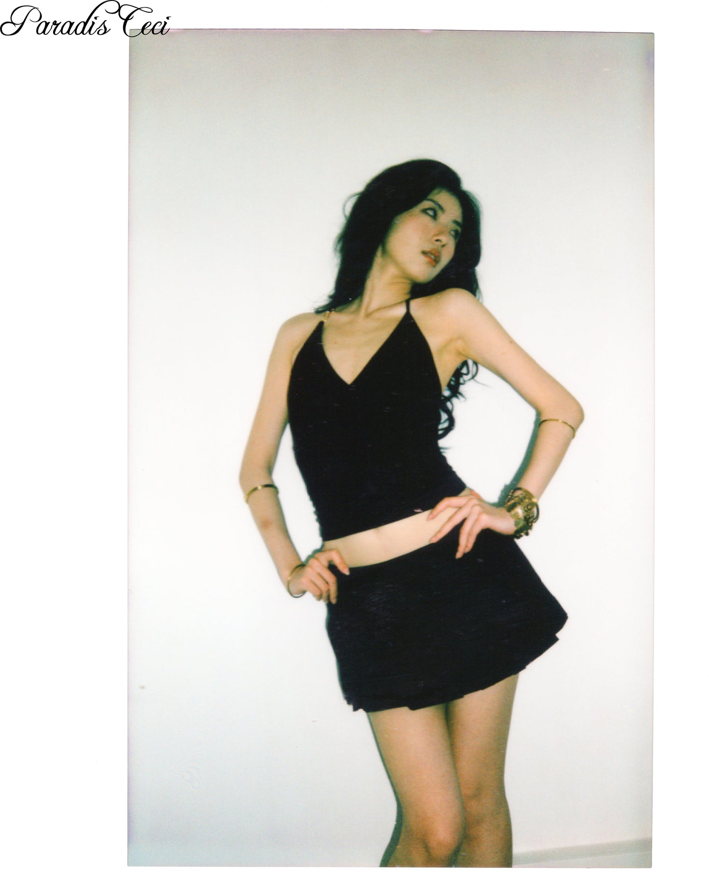'Momisa' pleated mini skirt with inner pants - black