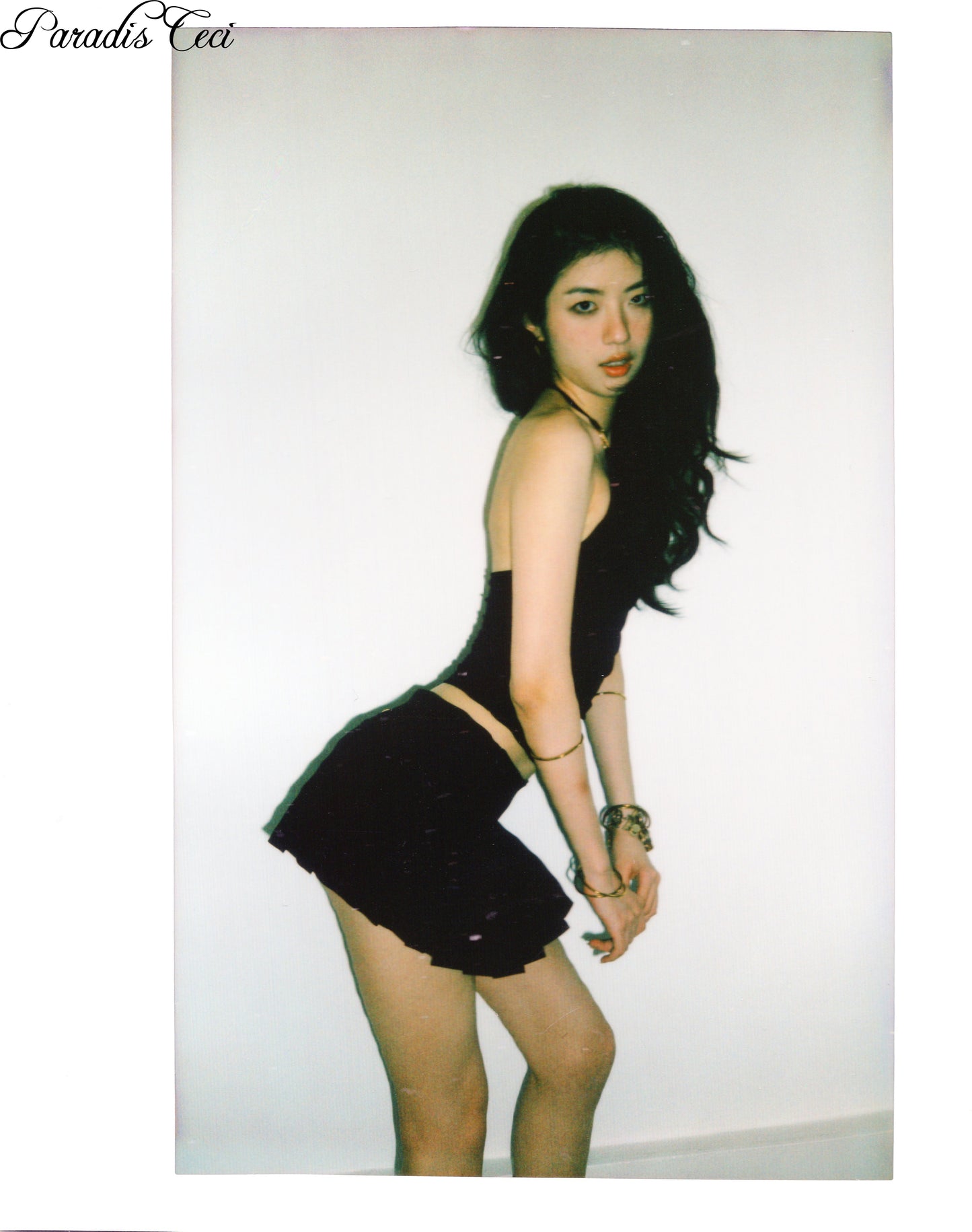'Momisa' pleated mini skirt with inner pants - black