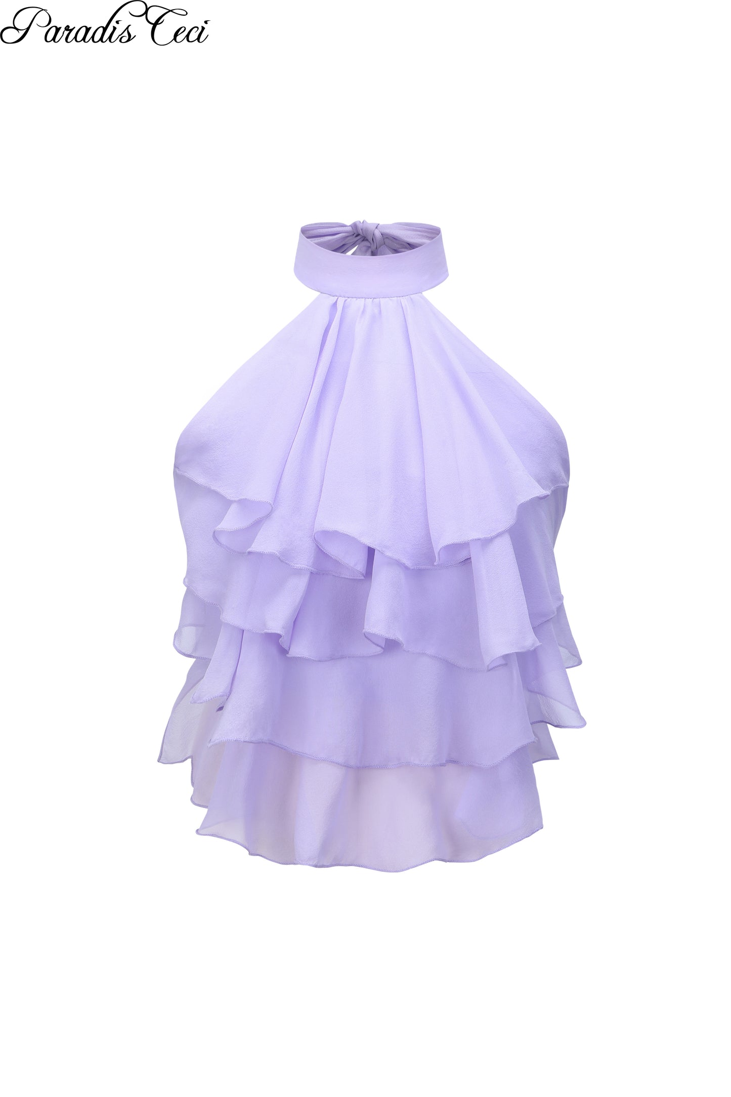 'Lotus' silk ruffles halter top