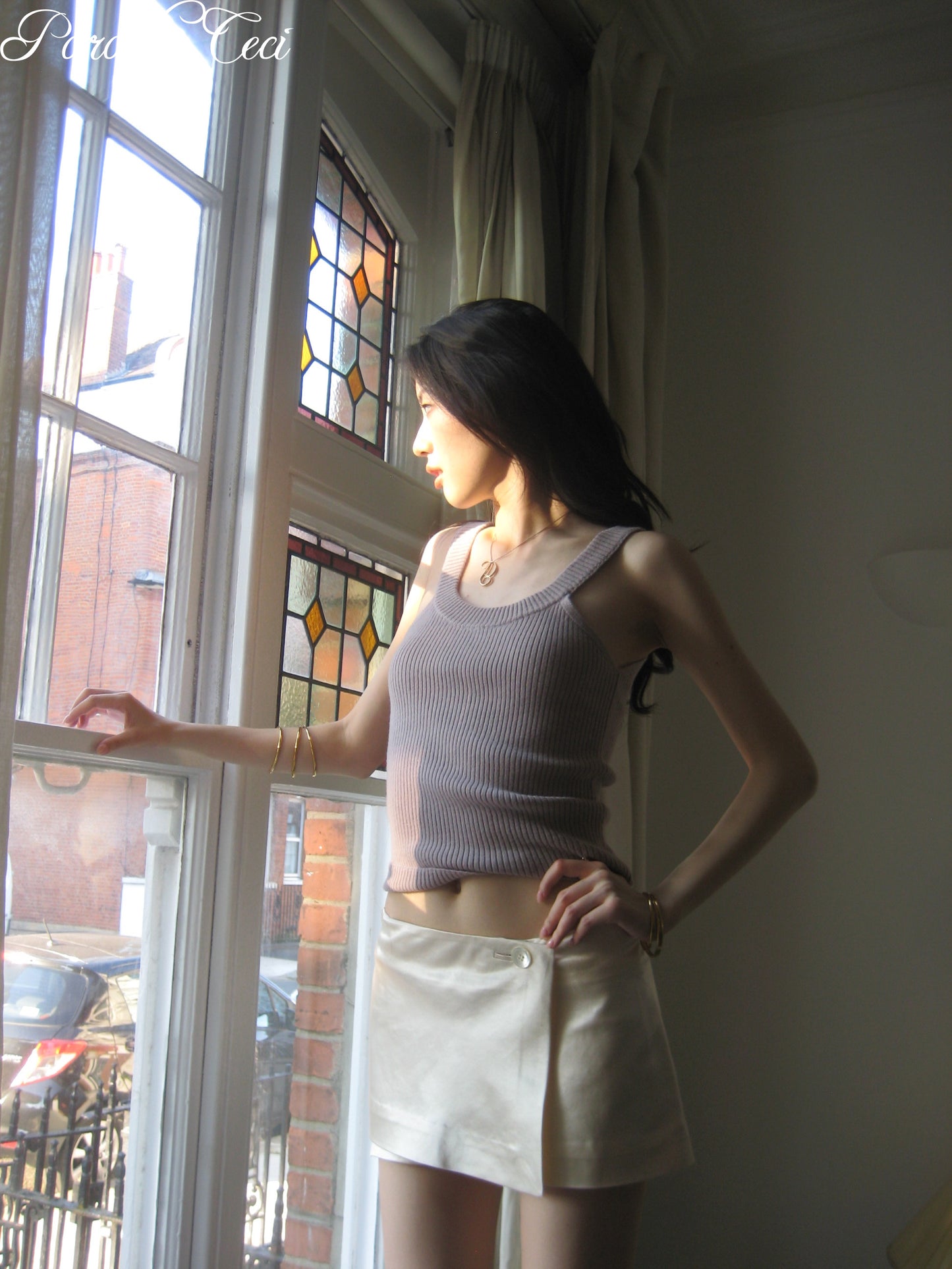 'Tulip' lace-up knit top