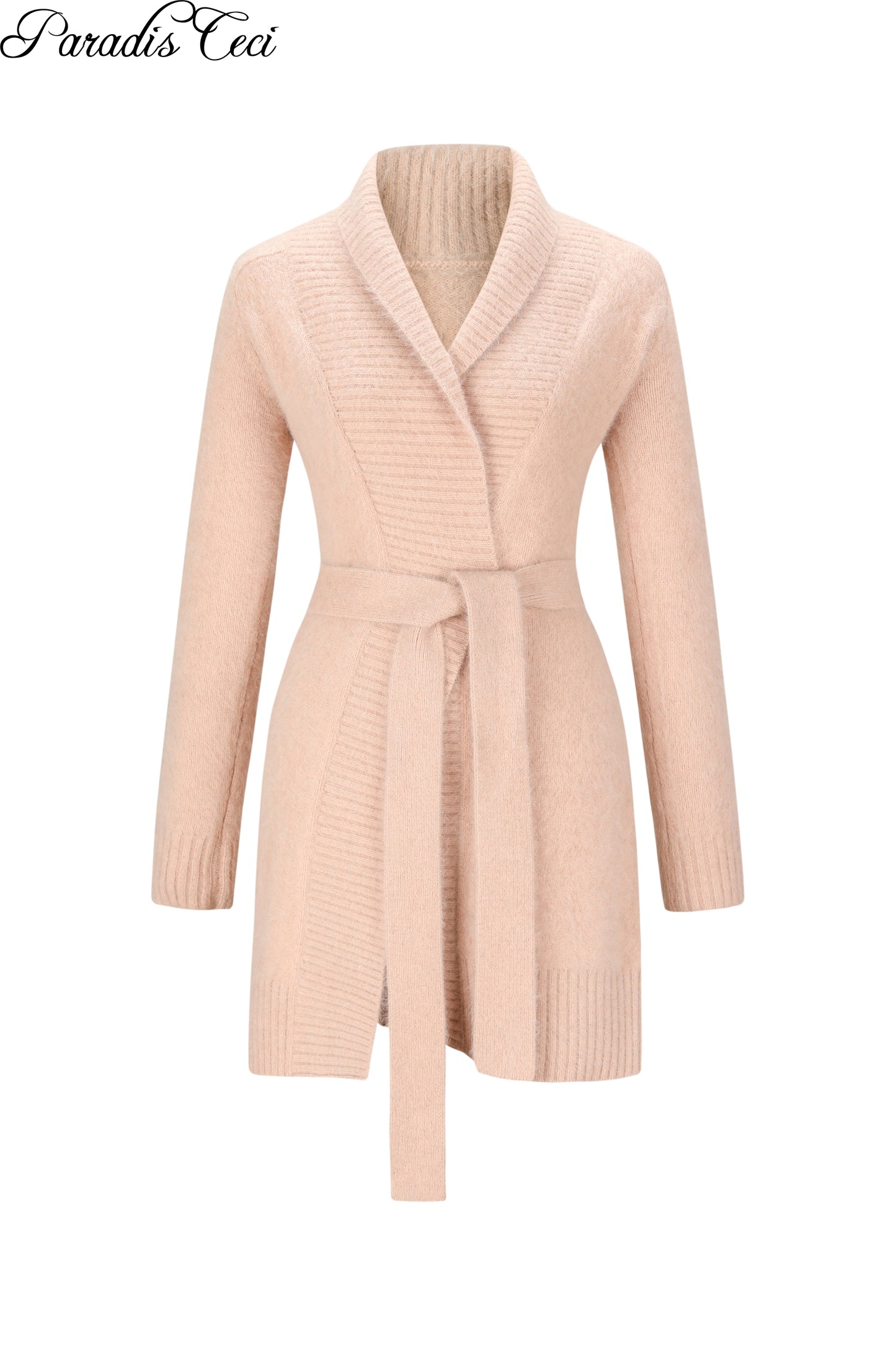 'Ivy' wrap midi cardigan - peach fuzz