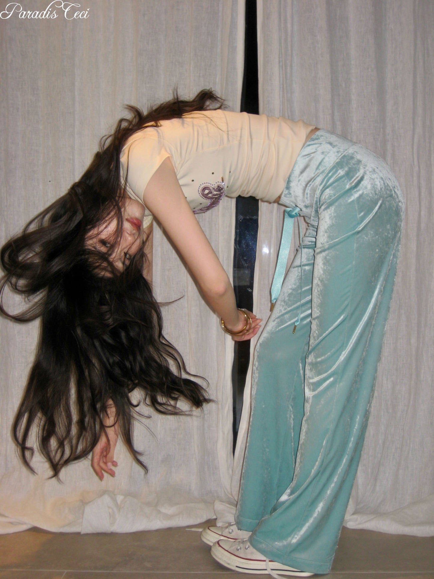 'Faye' velvet trousers - mint