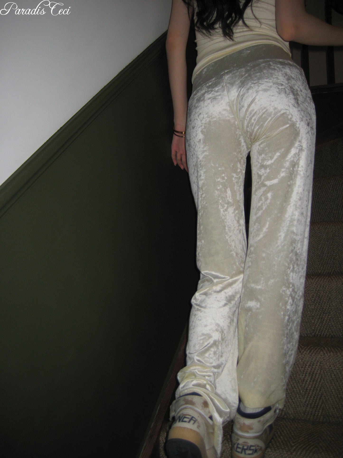 'Faye' velvet trousers - cream