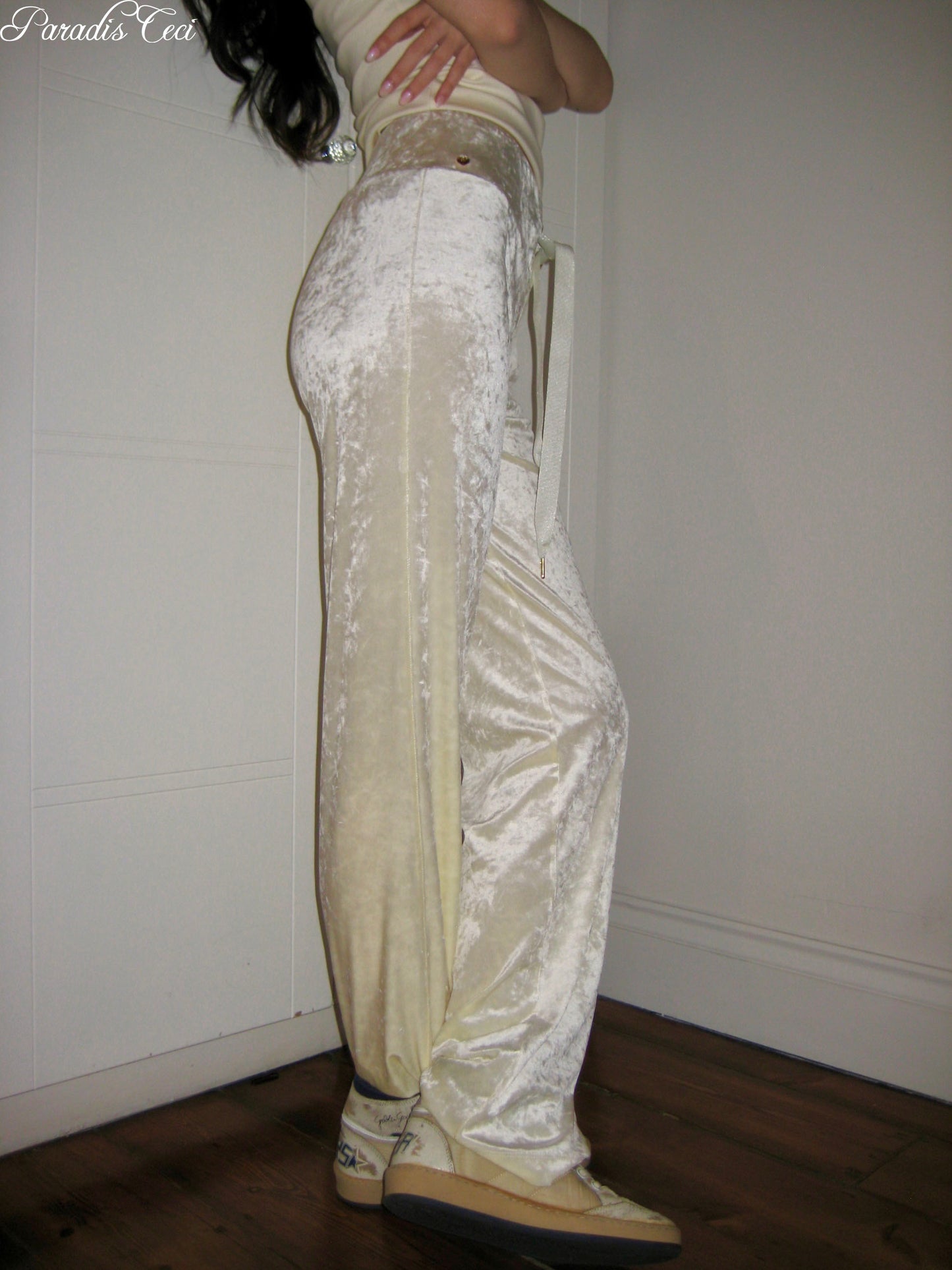 'Faye' velvet trousers - cream