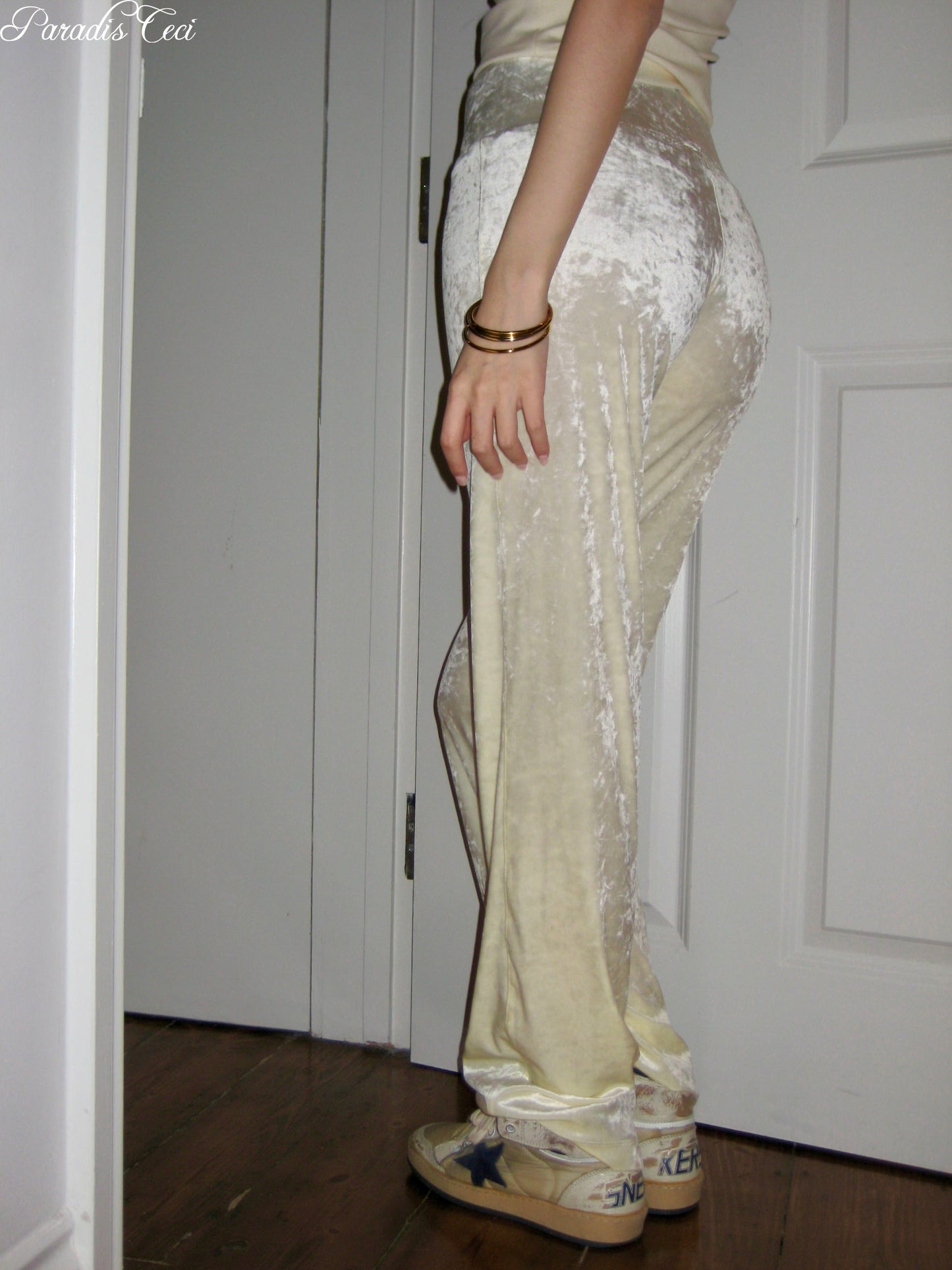 'Faye' velvet trousers - cream