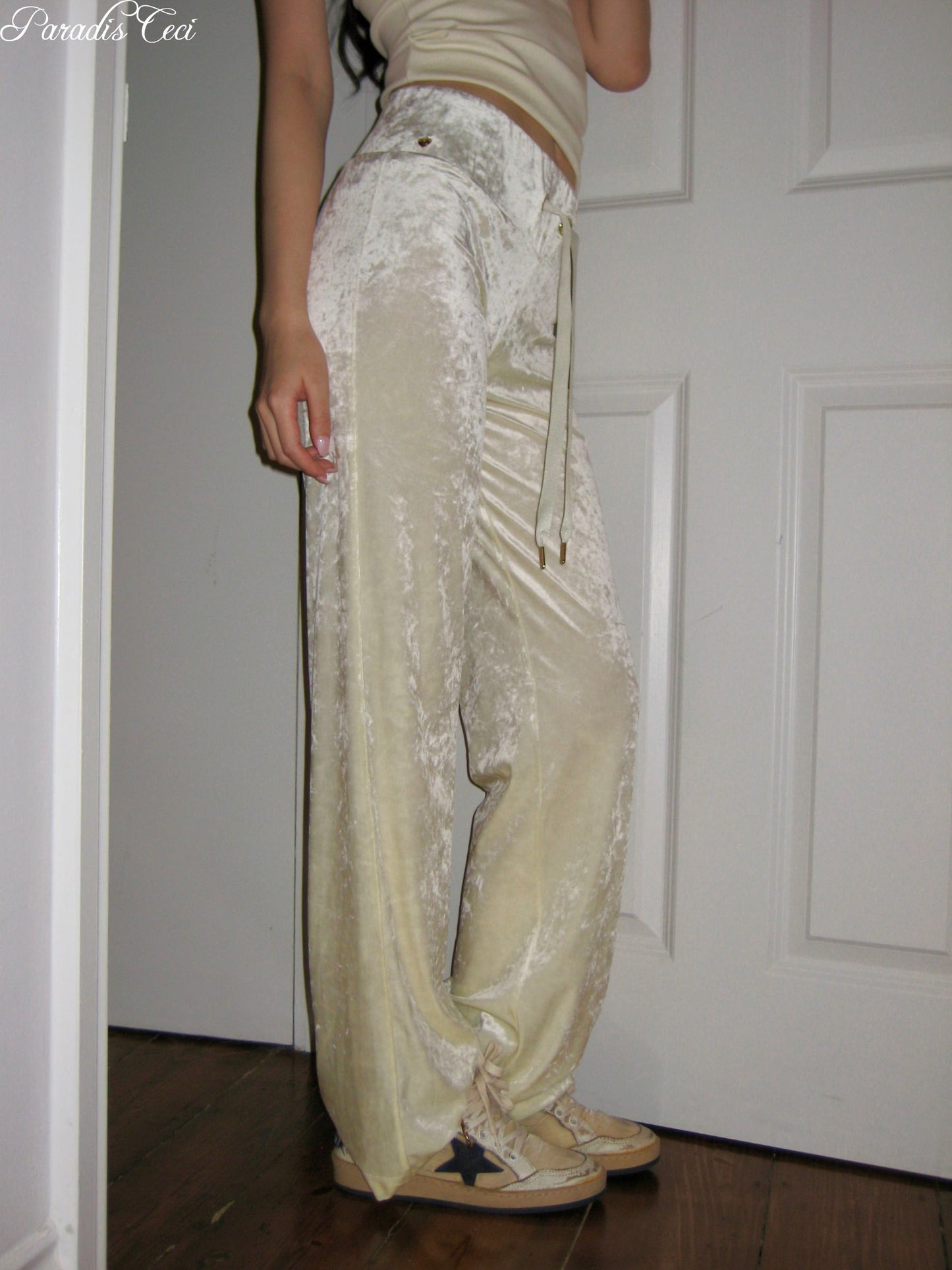 'Faye' velvet trousers - cream