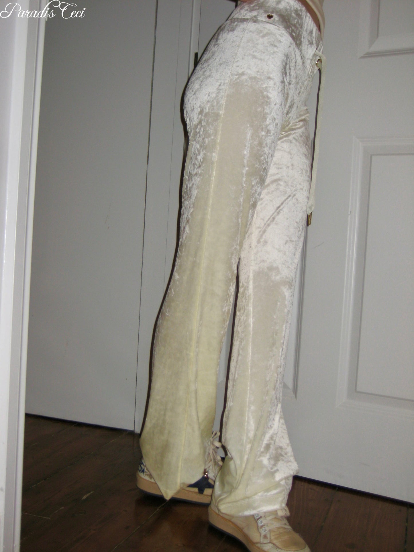 'Faye' velvet trousers - cream