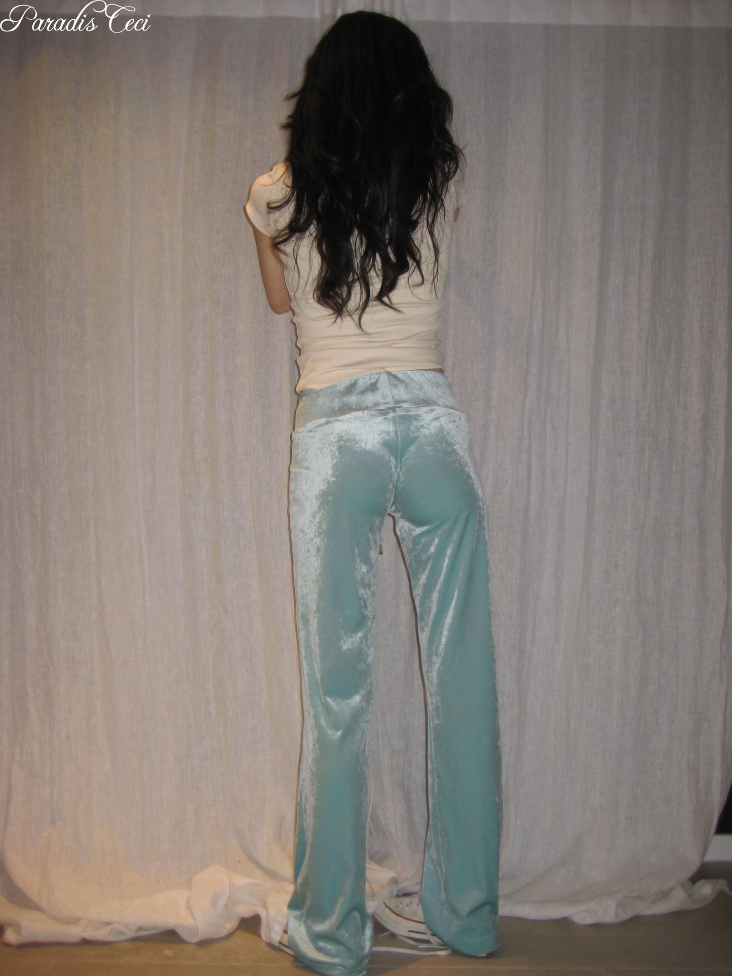 'Faye' velvet trousers - mint