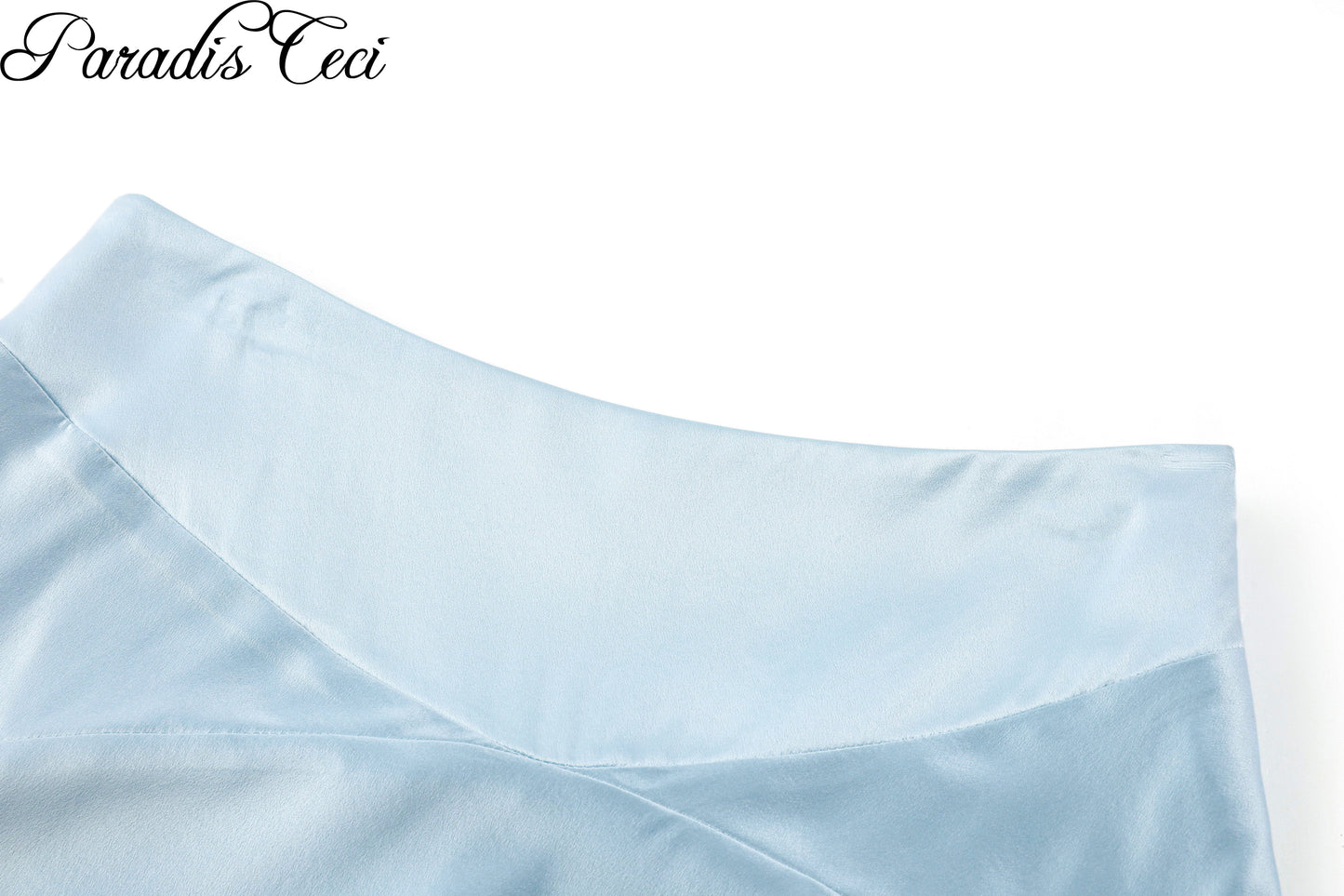 'Lily' low-rise silk midi skirt - iced blue