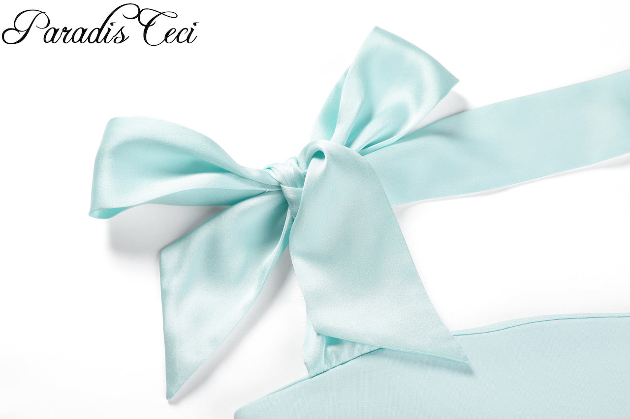 'Ariel' silk ribbon halter top - blue