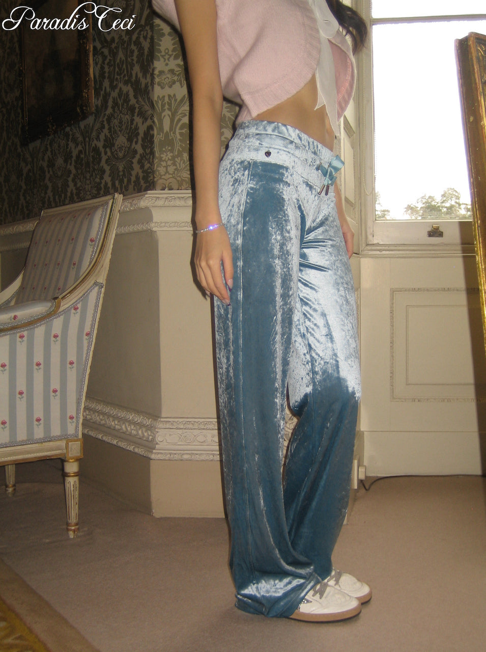 'Faye' velvet trousers - aqua