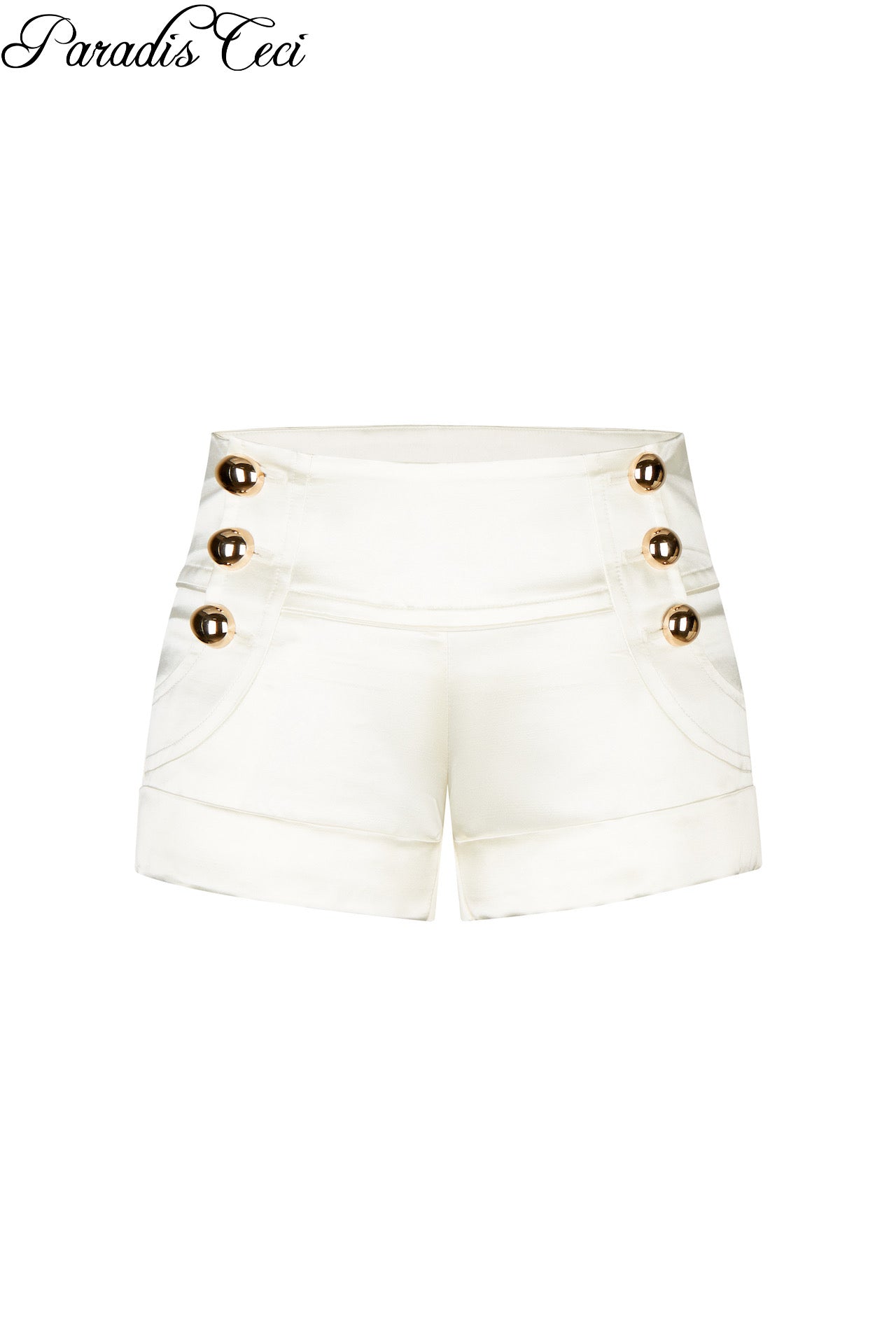 'Jac' silk wool satin mini shorts - ivory