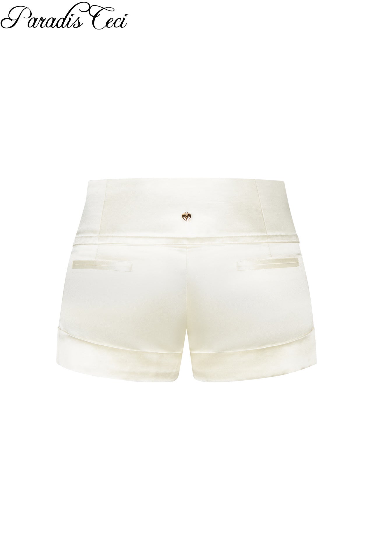 'Jac' silk wool satin mini shorts - ivory