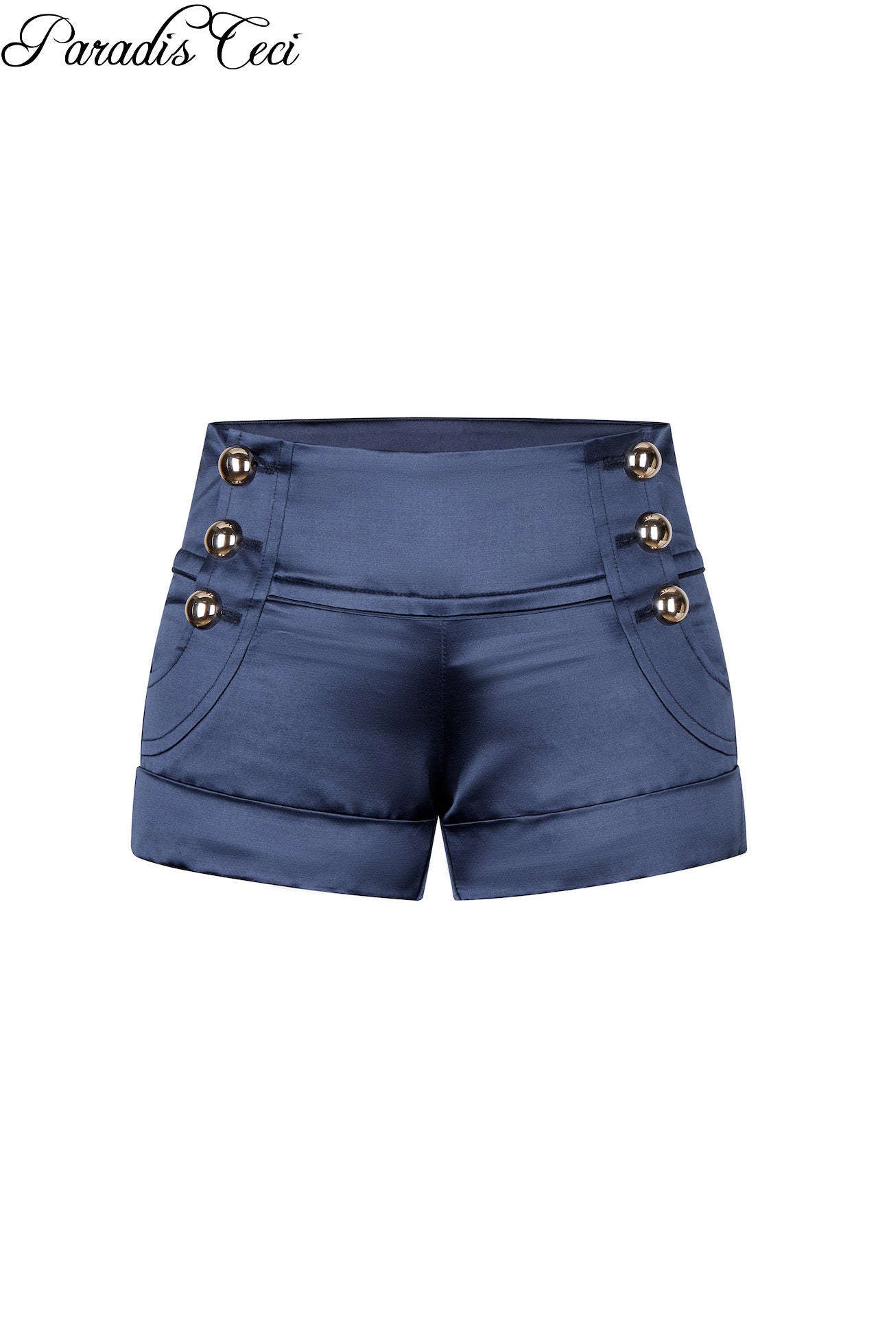 'Jac' silk wool satin mini shorts - navy
