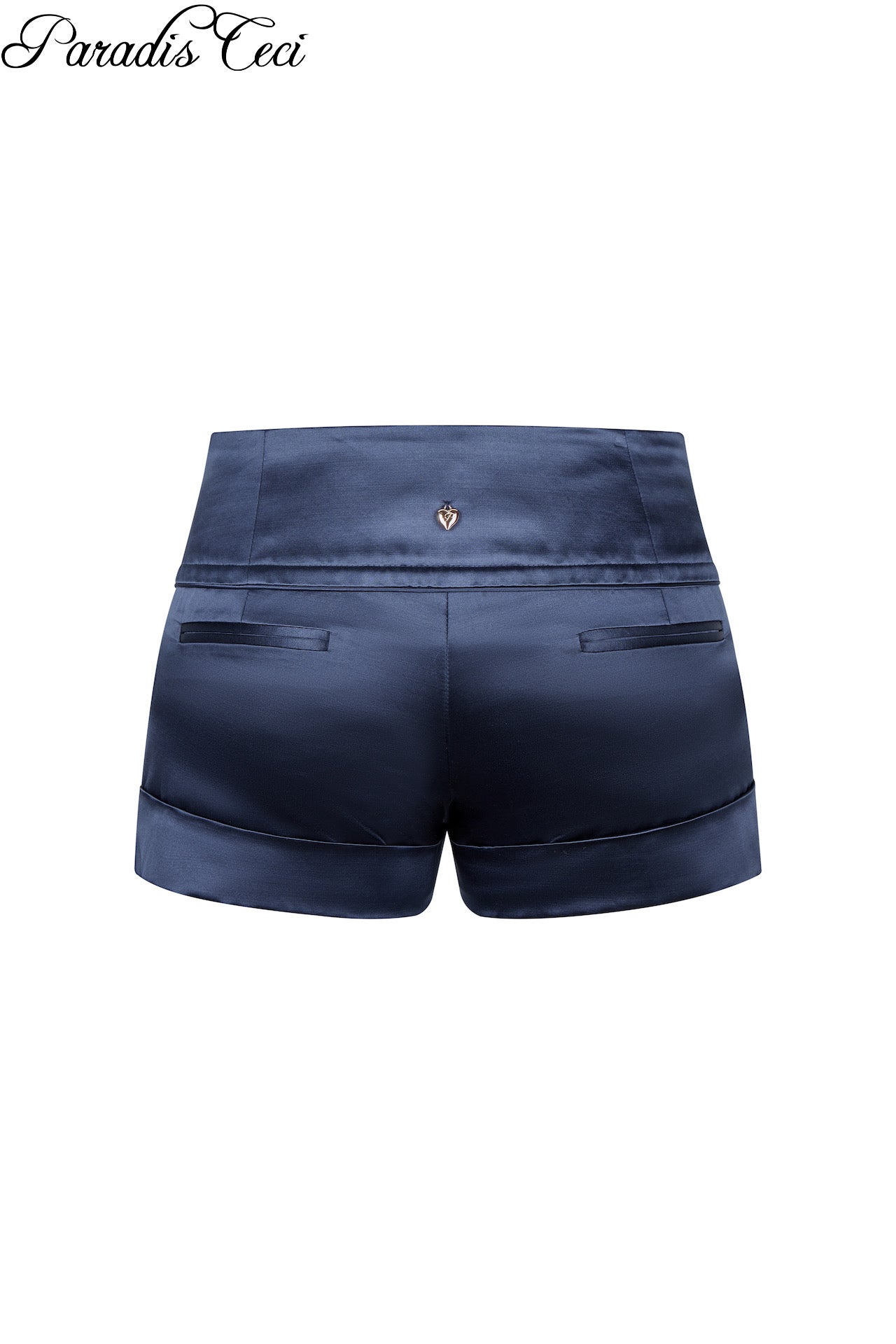 'Jac' silk wool satin mini shorts - navy