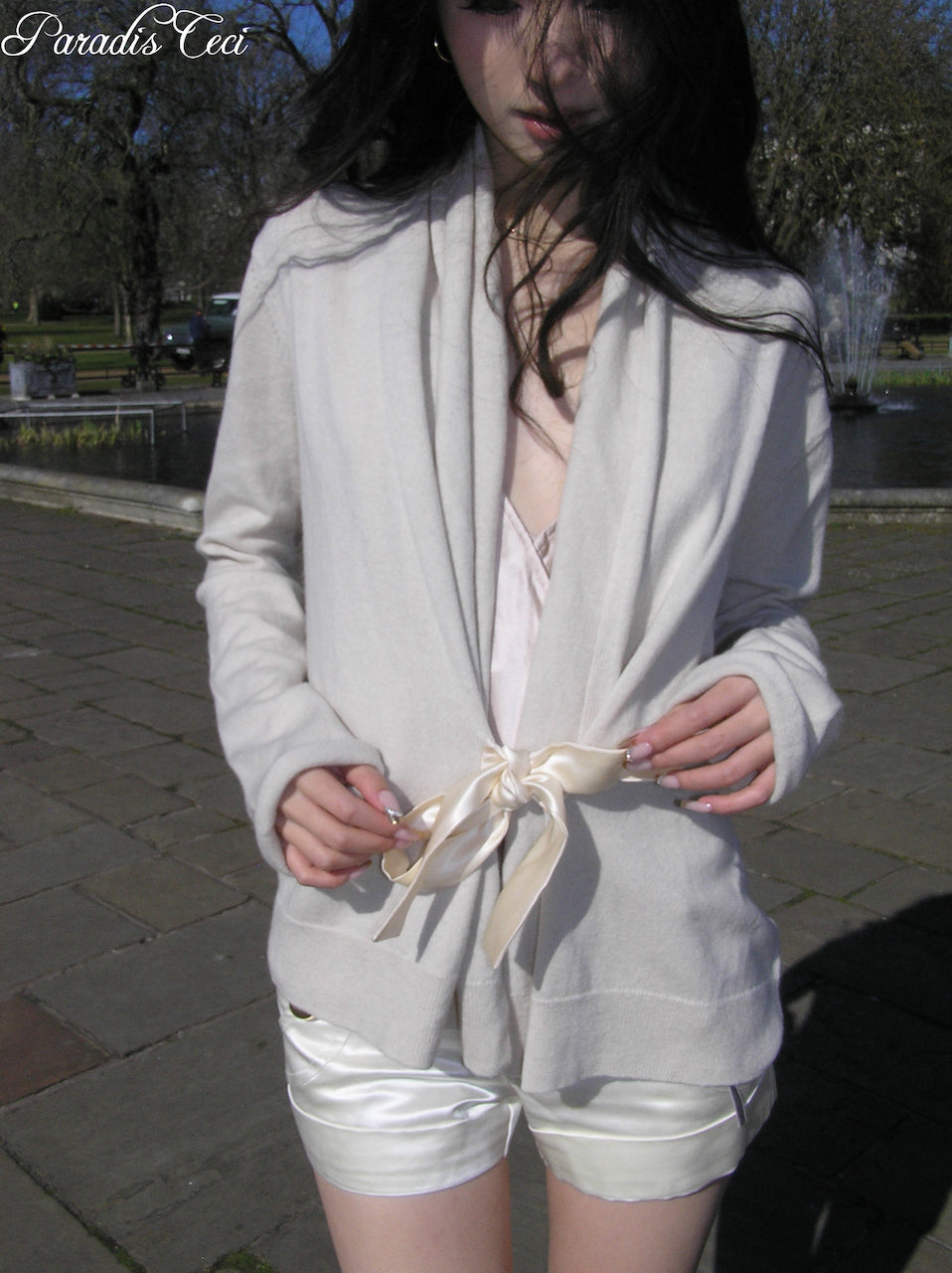 'Diane' ribbon cashmere cardigan
