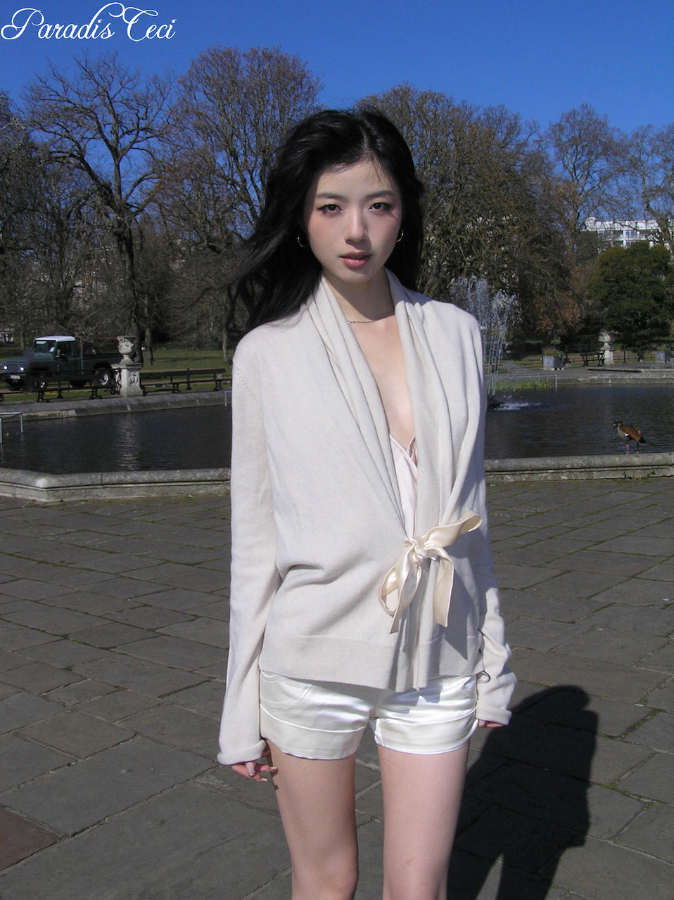 'Diane' ribbon cashmere cardigan