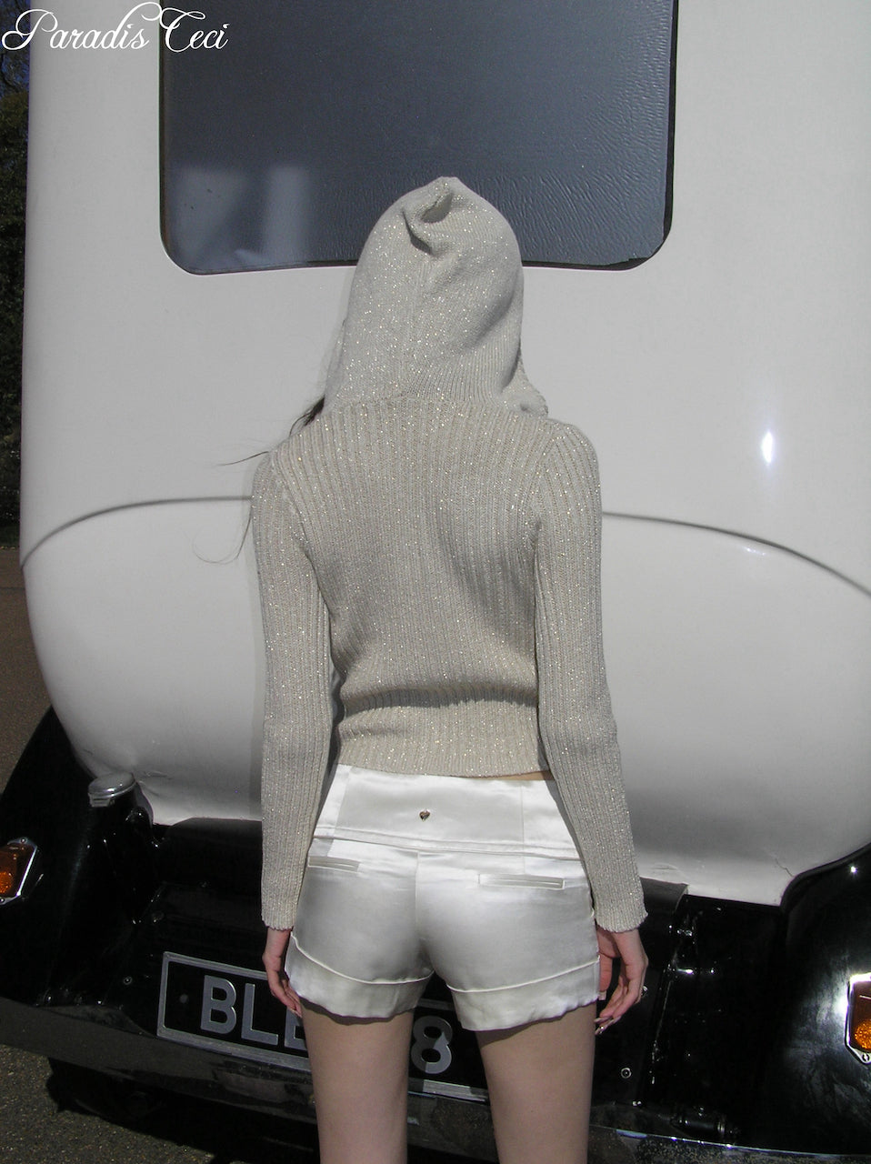 'Jac' silk wool satin mini shorts - ivory