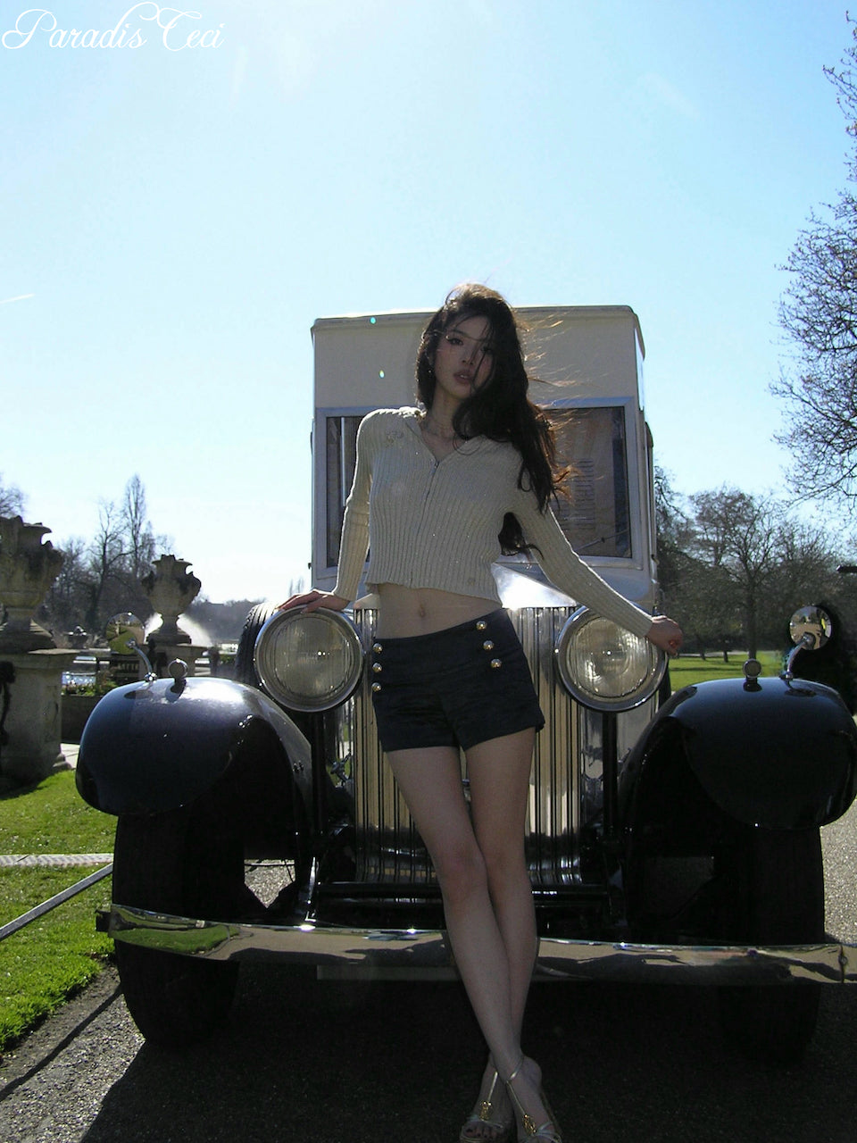 'Jac' silk wool satin mini shorts - navy