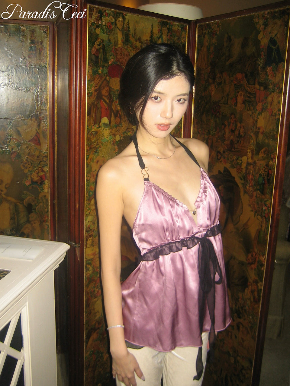 'Isabella' silk babydoll top - rosewood - made to order